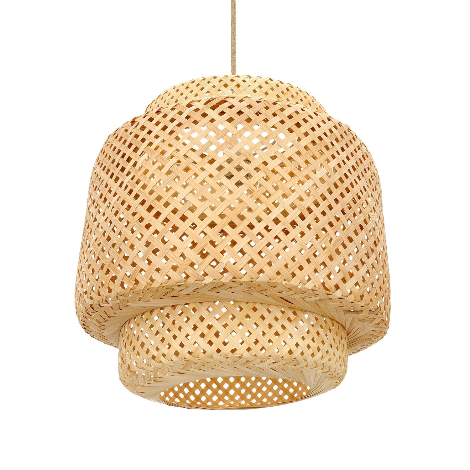 Boho Lampa WISZĄCA BONN RW pleciony klosz DUŻA 40cm E27 biała podsufitówka - LAITICA