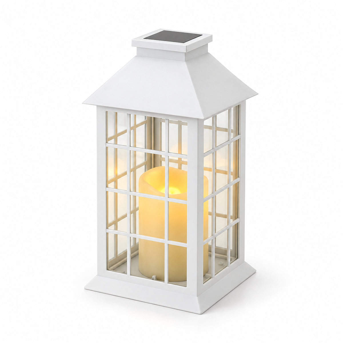 Znicz solarny LED na cmentarz lampion biały 27,5 cm 2700K IP44