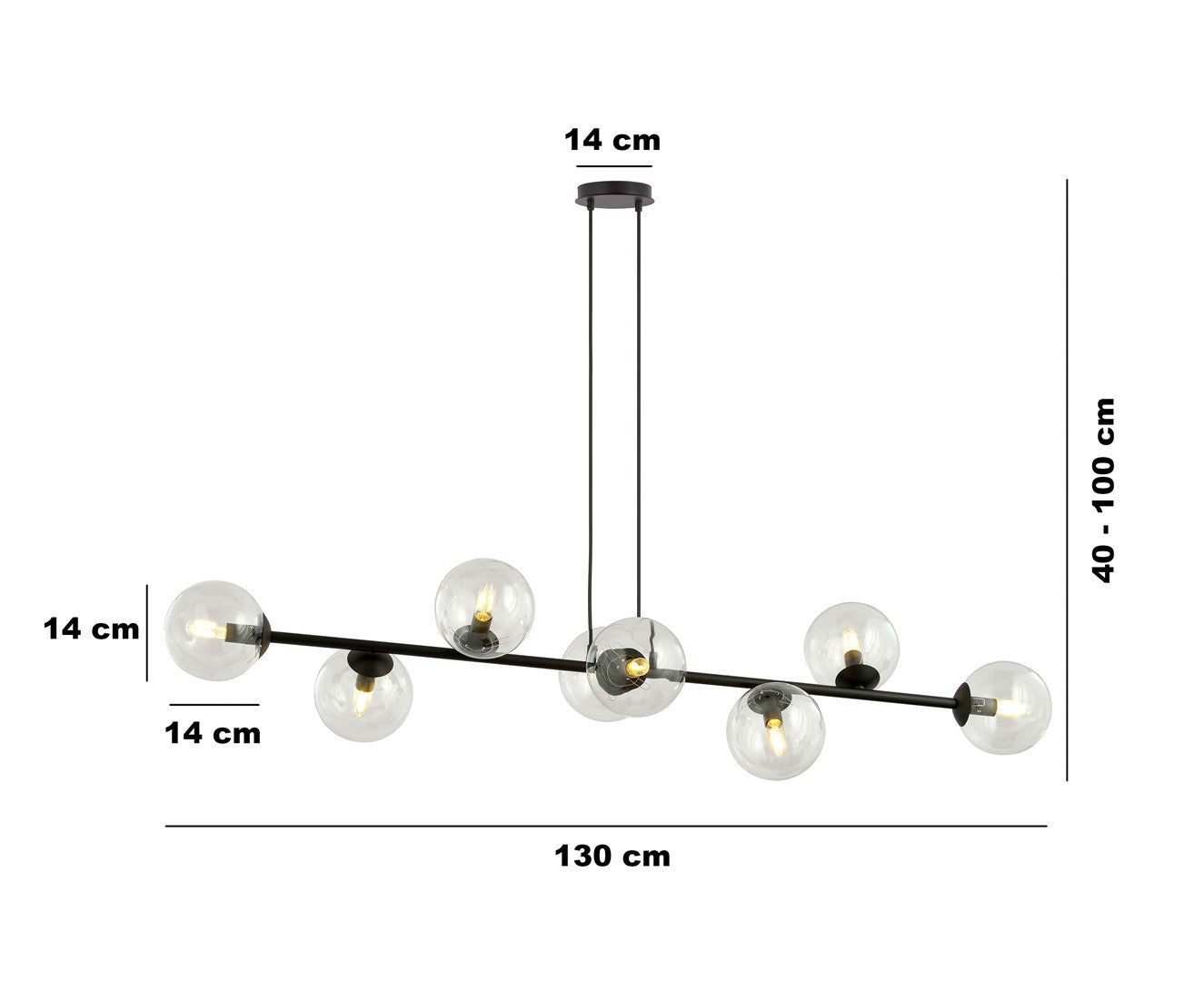 Czarna Lampa wisząca NICEA ponadczasowy design KLOSZ szklany przeźroczysty