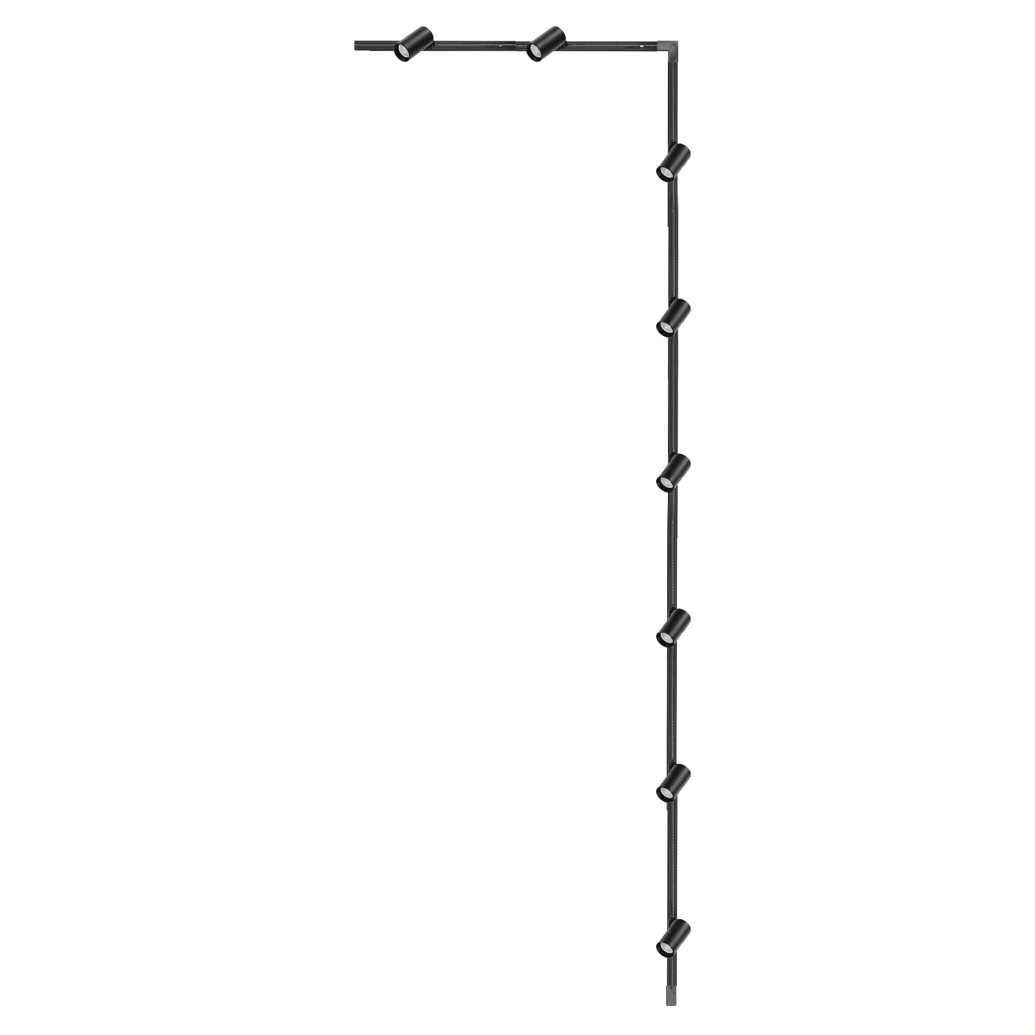 Zestaw szynowy 3 fazowy szyna 1m+1m+2m, 8x Lampa, łącznik I + L CZARNY