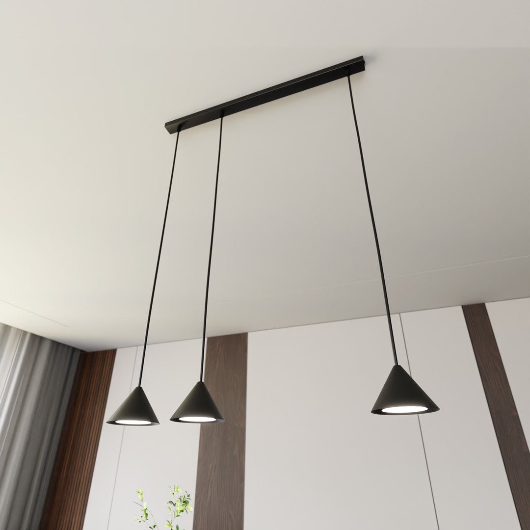 Czarna lampa wisząca MARINA zwis klosz stożek czarny 3xGX53 REGULOWANA - LAITICA