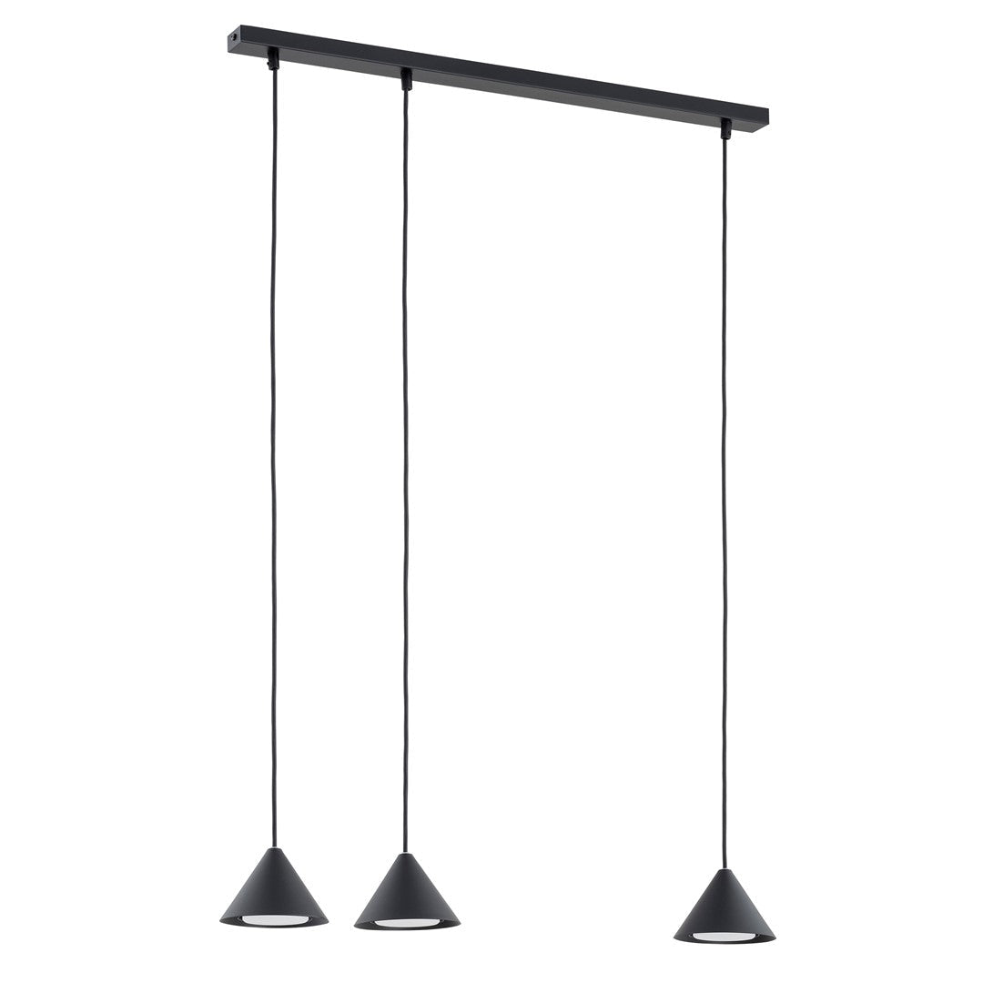 Czarna lampa wisząca MARINA zwis klosz stożek czarny 3xGX53 REGULOWANA - LAITICA