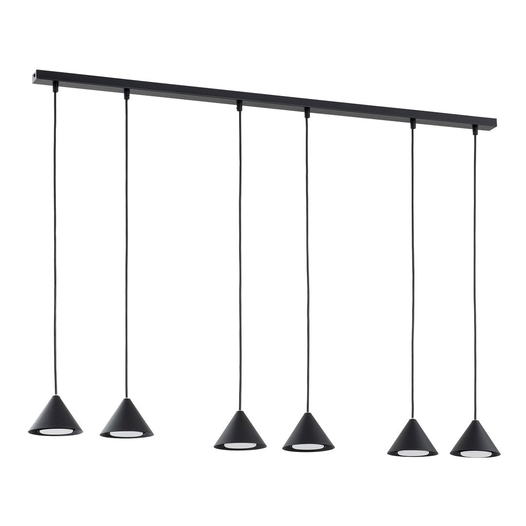 Czarna lampa wisząca MARINA zwis klosz stożek czarny 6xGX53 REGULOWANA - LAITICA