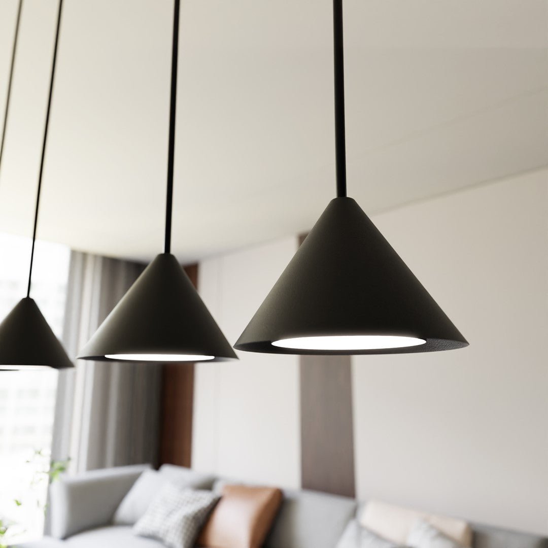 Czarna lampa wisząca MARINA zwis klosz stożek czarny 6xGX53 REGULOWANA - LAITICA
