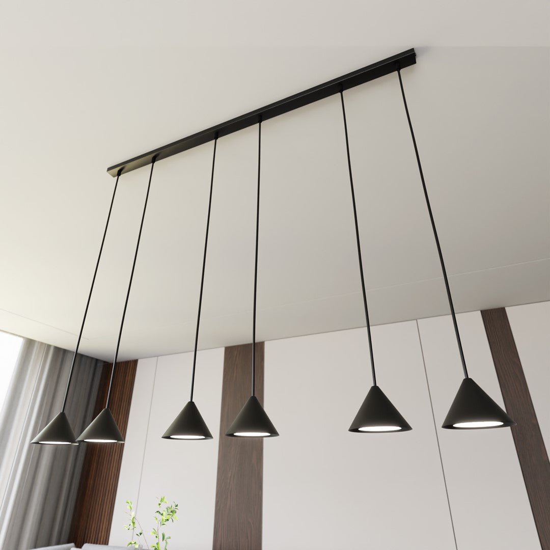 Czarna lampa wisząca MARINA zwis klosz stożek czarny 6xGX53 REGULOWANA - LAITICA
