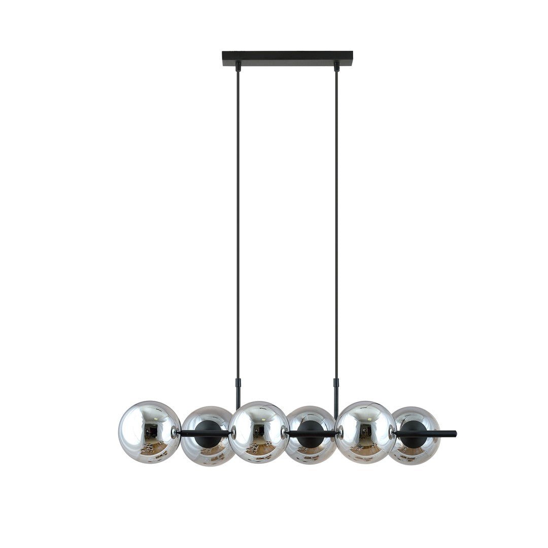 Czarna Lampa wisząca NICEA nowoczesny design 6x szklany klosz REGULOWANA - LAITICA
