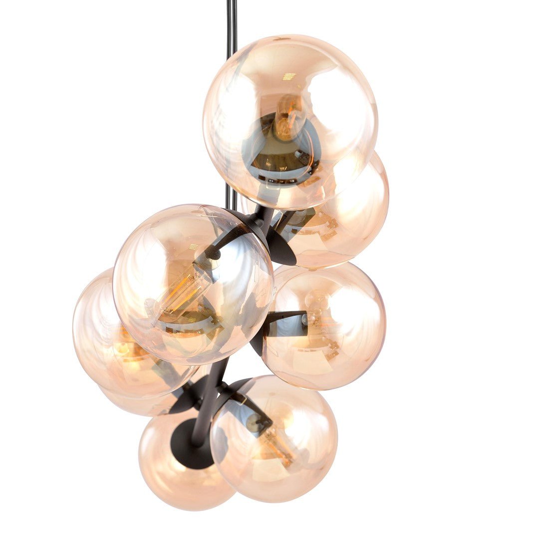 Czarna Lampa wisząca NICEA ponadczasowy design KLOSZ szklany miodowy - LAITICA
