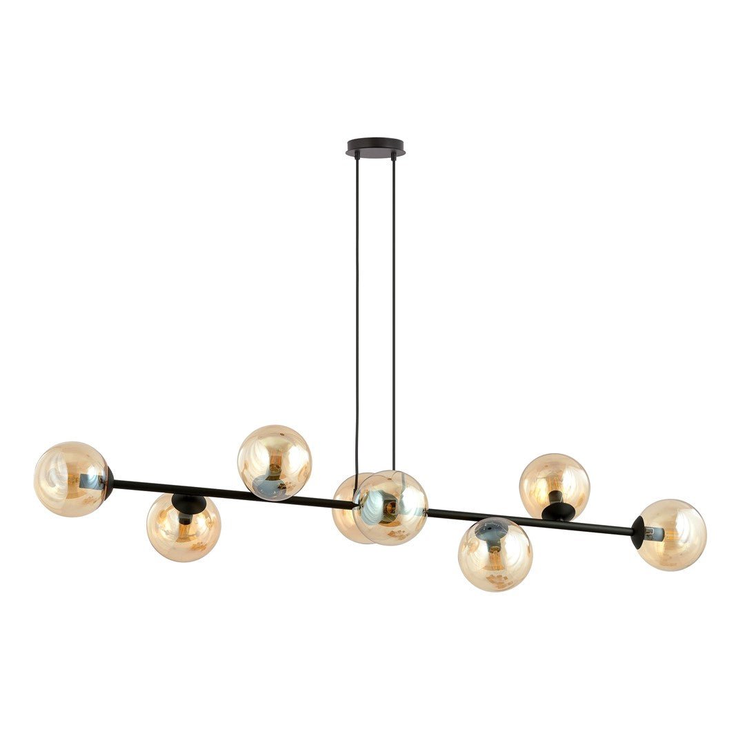 Czarna Lampa wisząca NICEA ponadczasowy design KLOSZ szklany miodowy - LAITICA