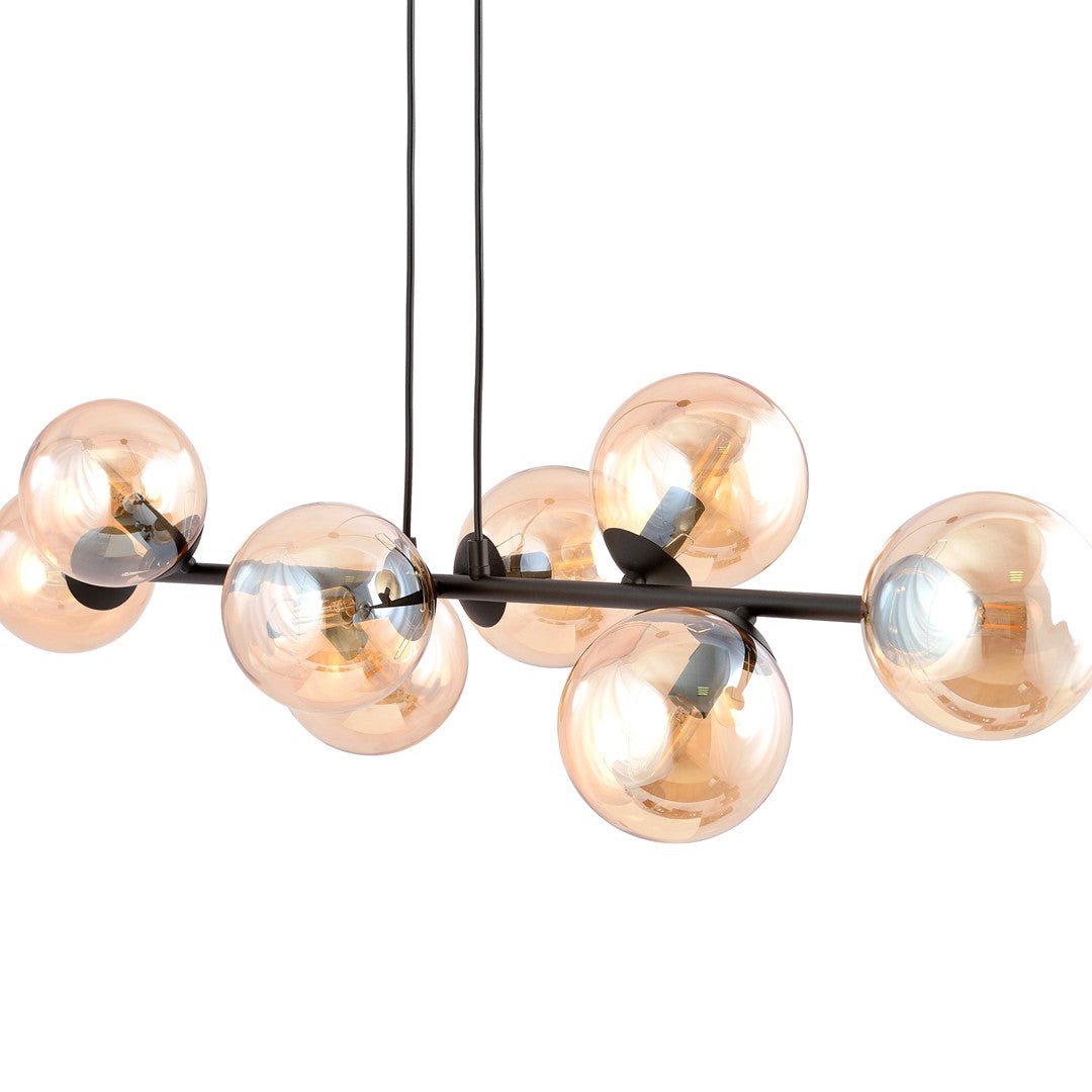 Czarna Lampa wisząca NICEA ponadczasowy design KLOSZ szklany miodowy - LAITICA