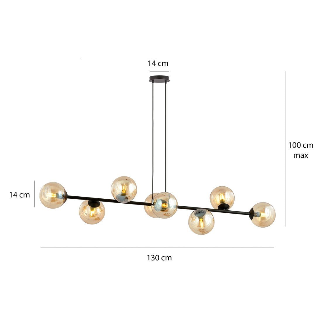 Czarna Lampa wisząca NICEA ponadczasowy design KLOSZ szklany miodowy - LAITICA