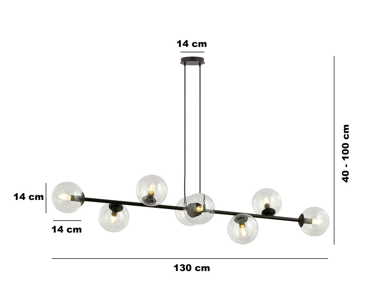 Czarna Lampa wisząca NICEA ponadczasowy design KLOSZ szklany przeźroczysty - LAITICA