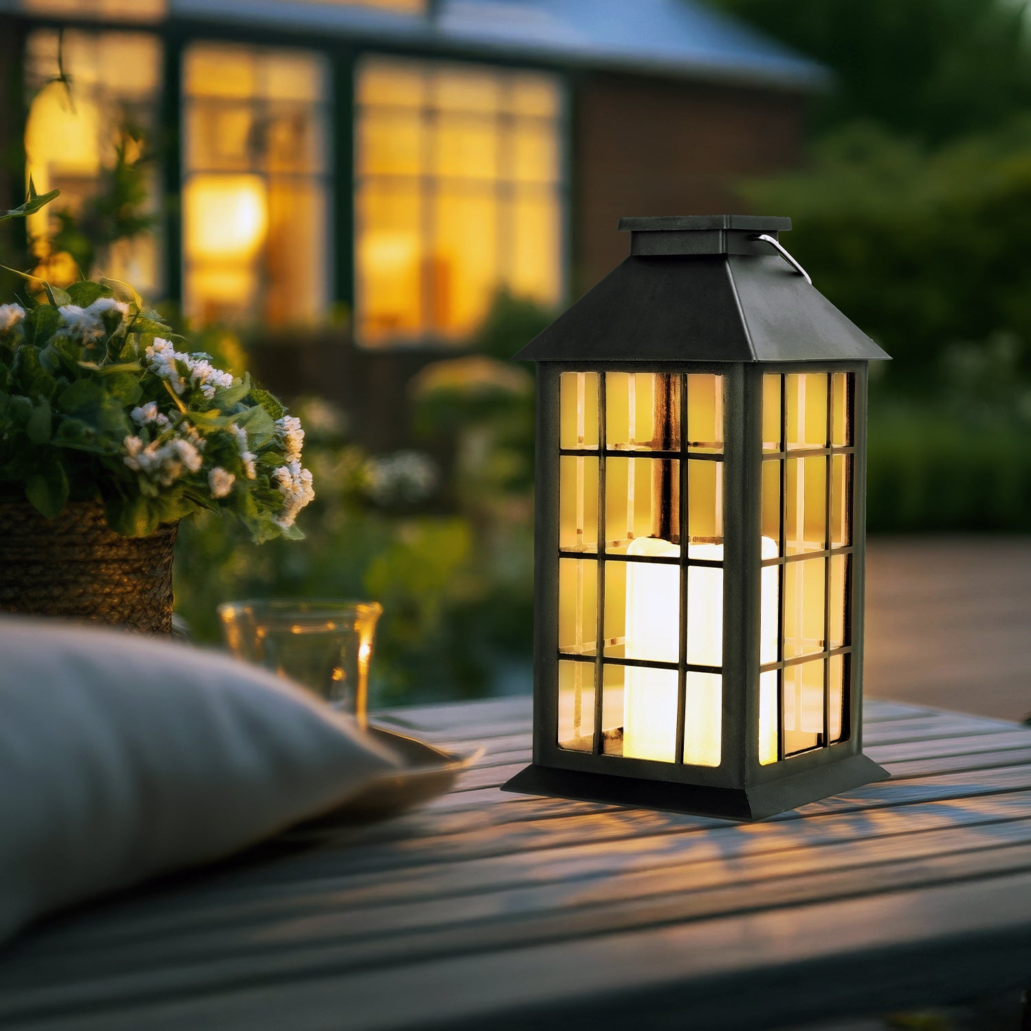 CZARNA LATARENKA LED Lampa Solarna Ogrodowa Barwa Ciepła Ozdobna LAMPION - LAITICA