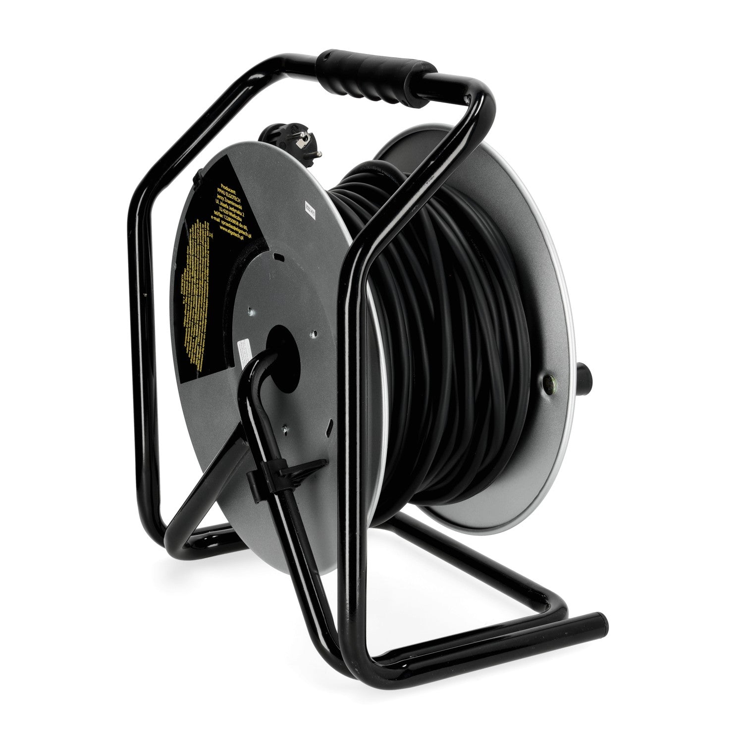 Przedłużacz bębnowy ogrodowy 50m 4 gniazda guma 3x2,5mm zwijany Z UCHWYTEM