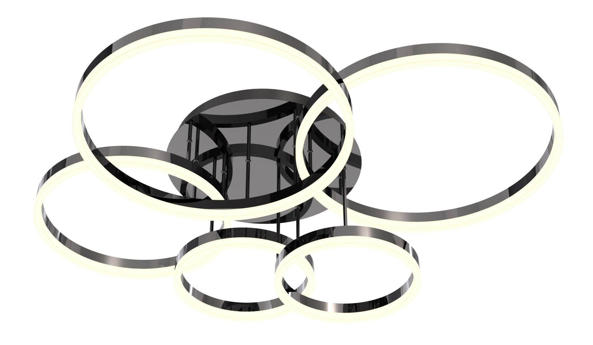 DUŻA lampa sufitowa MALTA CZARNA ledowe okręgi BARWA CIEPŁA 5 - punktowa - LAITICA