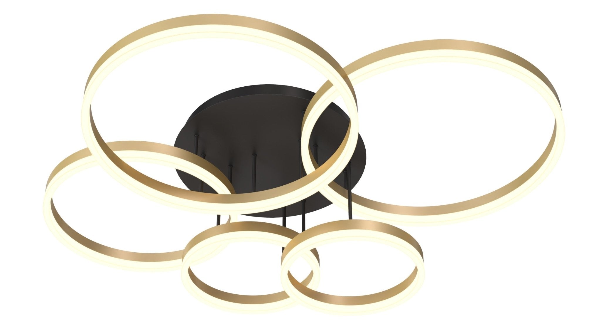 DUŻA lampa sufitowa MALTA ZŁOTA ledowe okręgi BARWA CIEPŁA 5 - punktowa - LAITICA