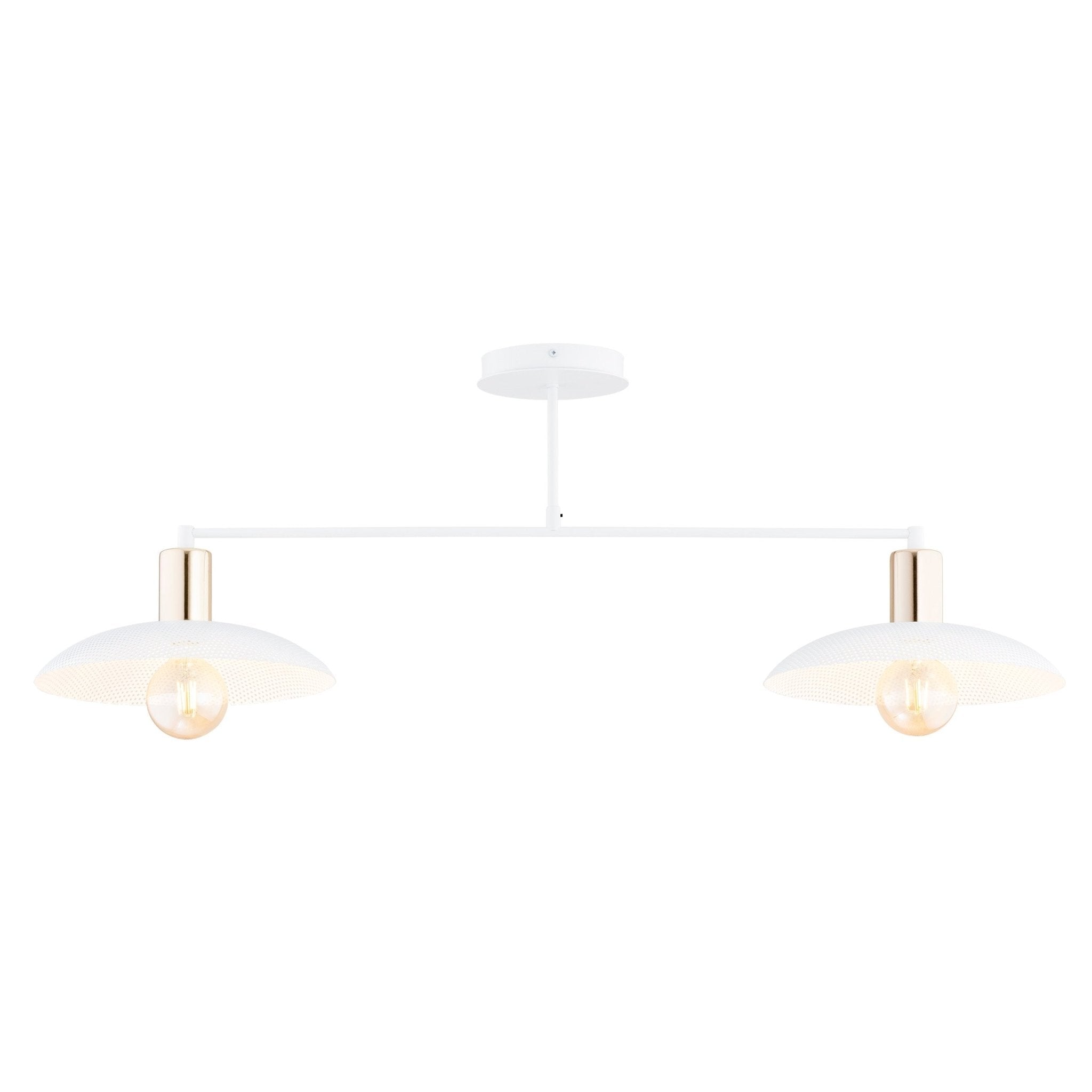 Duża lampa sufitowa NELI 100 cm 2xE27 BIAŁE KLOSZE metal złote dodatki - LAITICA