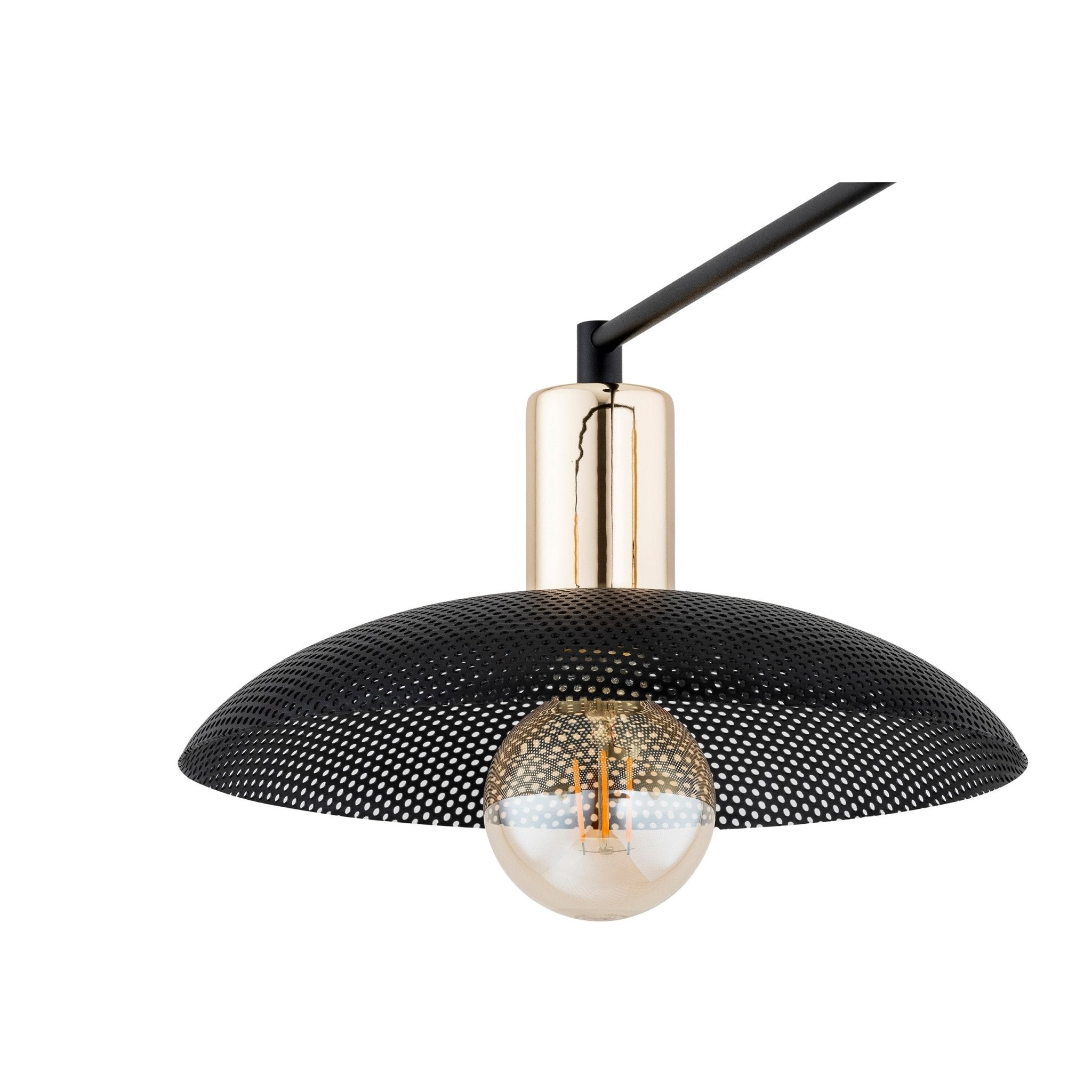 Duża lampa sufitowa NELI 100 cm 2xE27 CZARNE KLOSZE metal złote dodatki - LAITICA