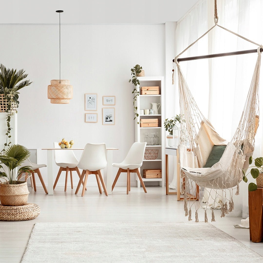 Duża Lampa Wisząca BOHO Sufitowa 40cm Bambusowa E27 Pleciona Naturalna - LAITICA