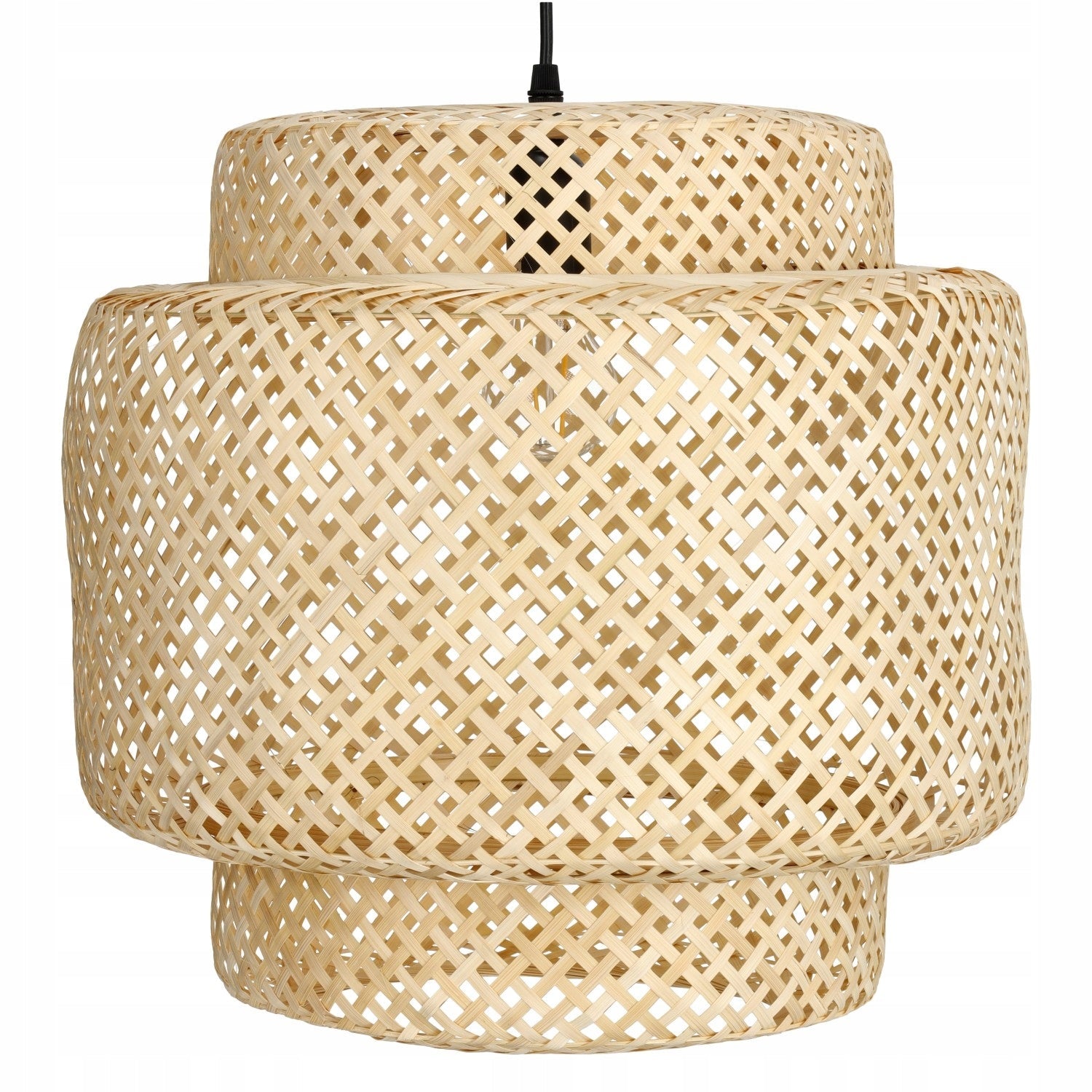 Duża Lampa Wisząca BOHO Sufitowa 40cm Bambusowa E27 Pleciona Naturalna - LAITICA