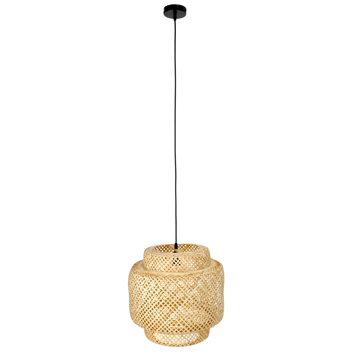 Duża Lampa Wisząca BOHO Sufitowa 40cm Bambusowa E27 Pleciona Naturalna - LAITICA