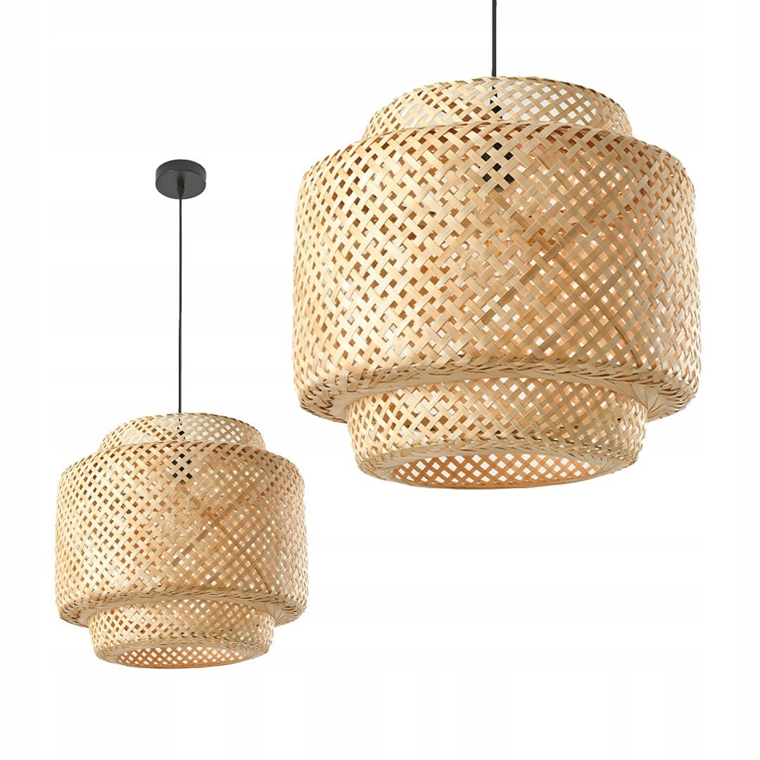 Duża Lampa Wisząca BOHO Sufitowa 40cm Bambusowa E27 Pleciona Naturalna - LAITICA