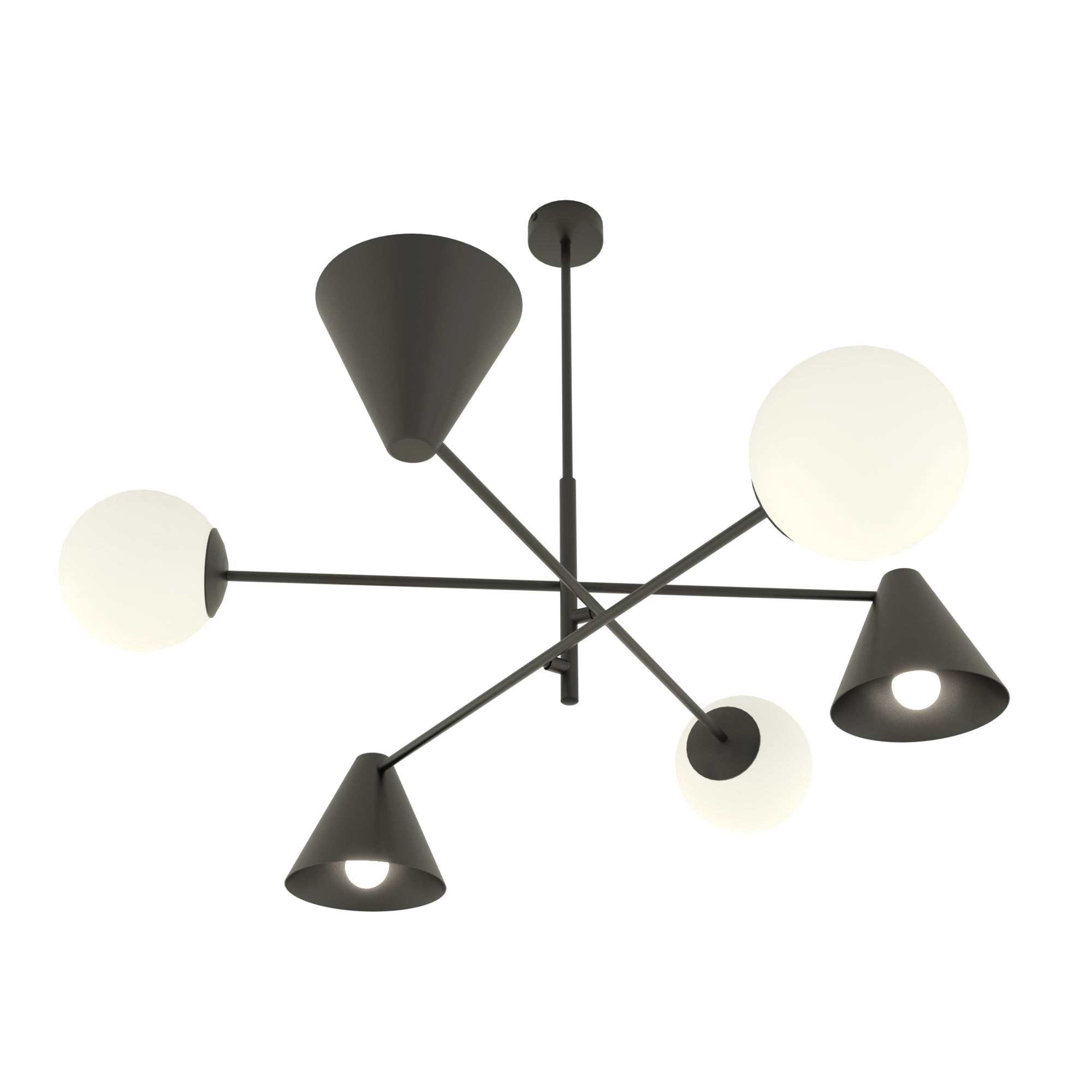 Duża lampa wisząca INEZ żyrandol 86cm CZARNA 6 punktów światła E14 stylowa - LAITICA