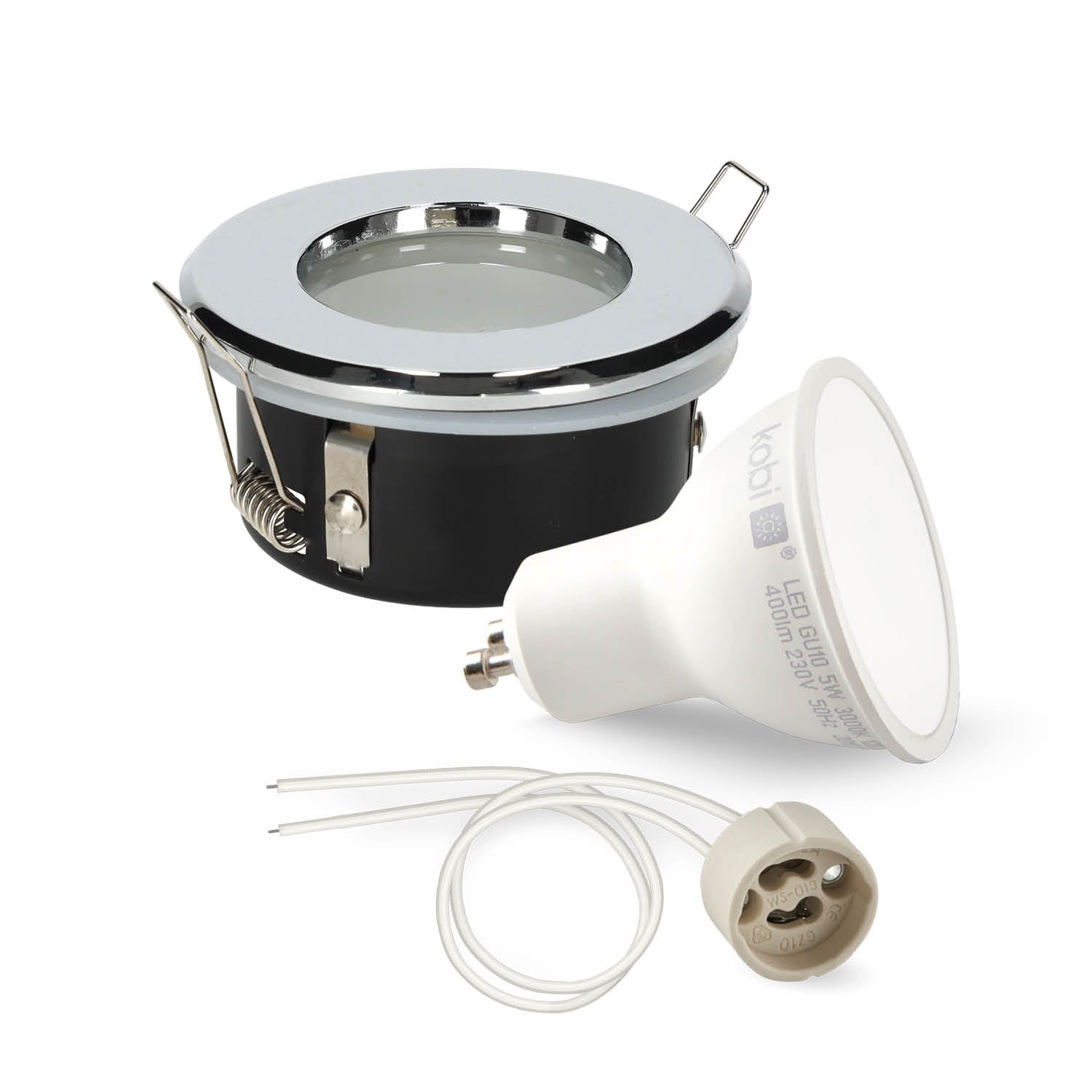 Zestaw oprawa halogenowa LUMO11 chrom + LED GU10 5W ciepłobiała