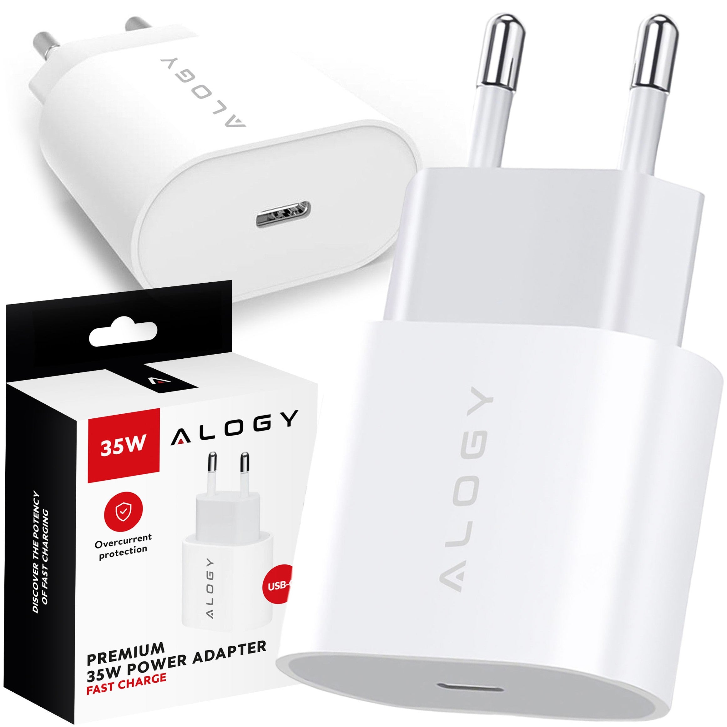 Szybka Ładowarka sieciowa 35W Mocna do iPhone ALOGY USB-C USB typ C PD GaN