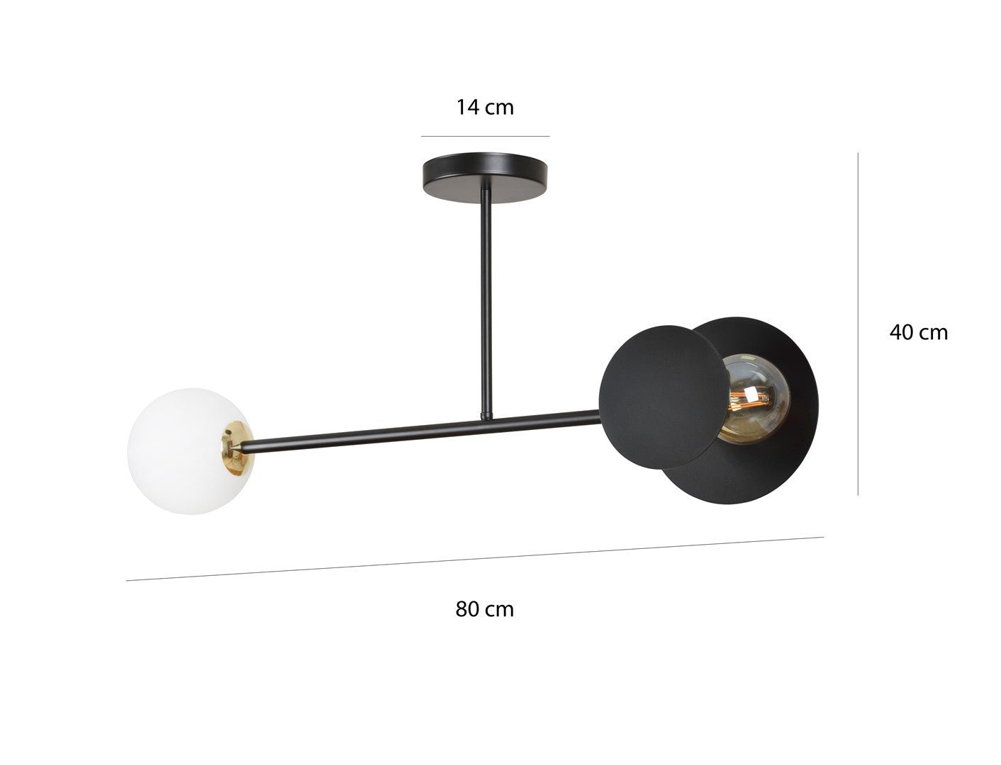 Elegancka lampa SUFITOWA NICEA czarna KLOSZ BIAŁY geometryczny kształt - LAITICA