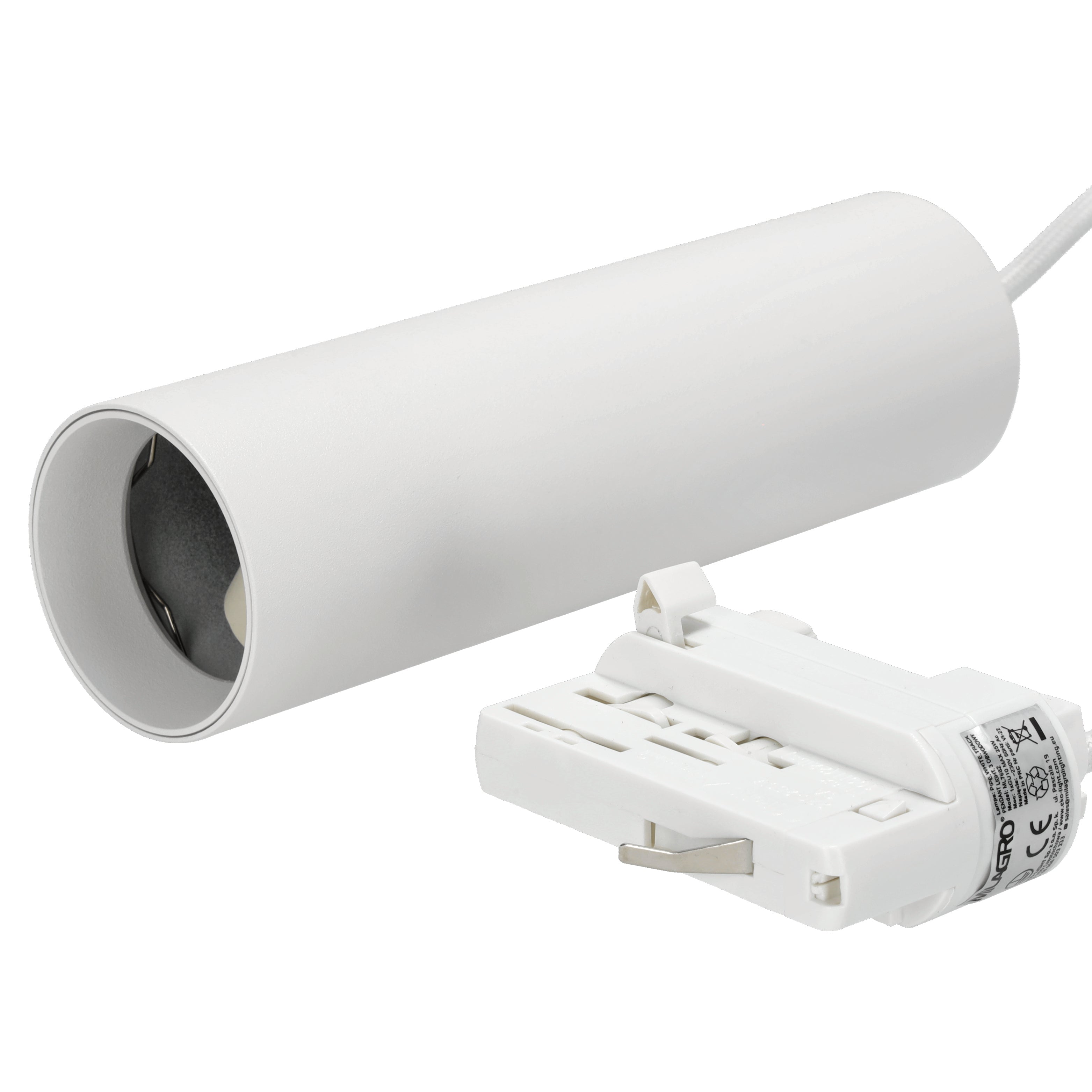 Zestaw szynowy 3 fazowy szyna 2m, 2x Lampa wisząca BIAŁY kompletny zestaw