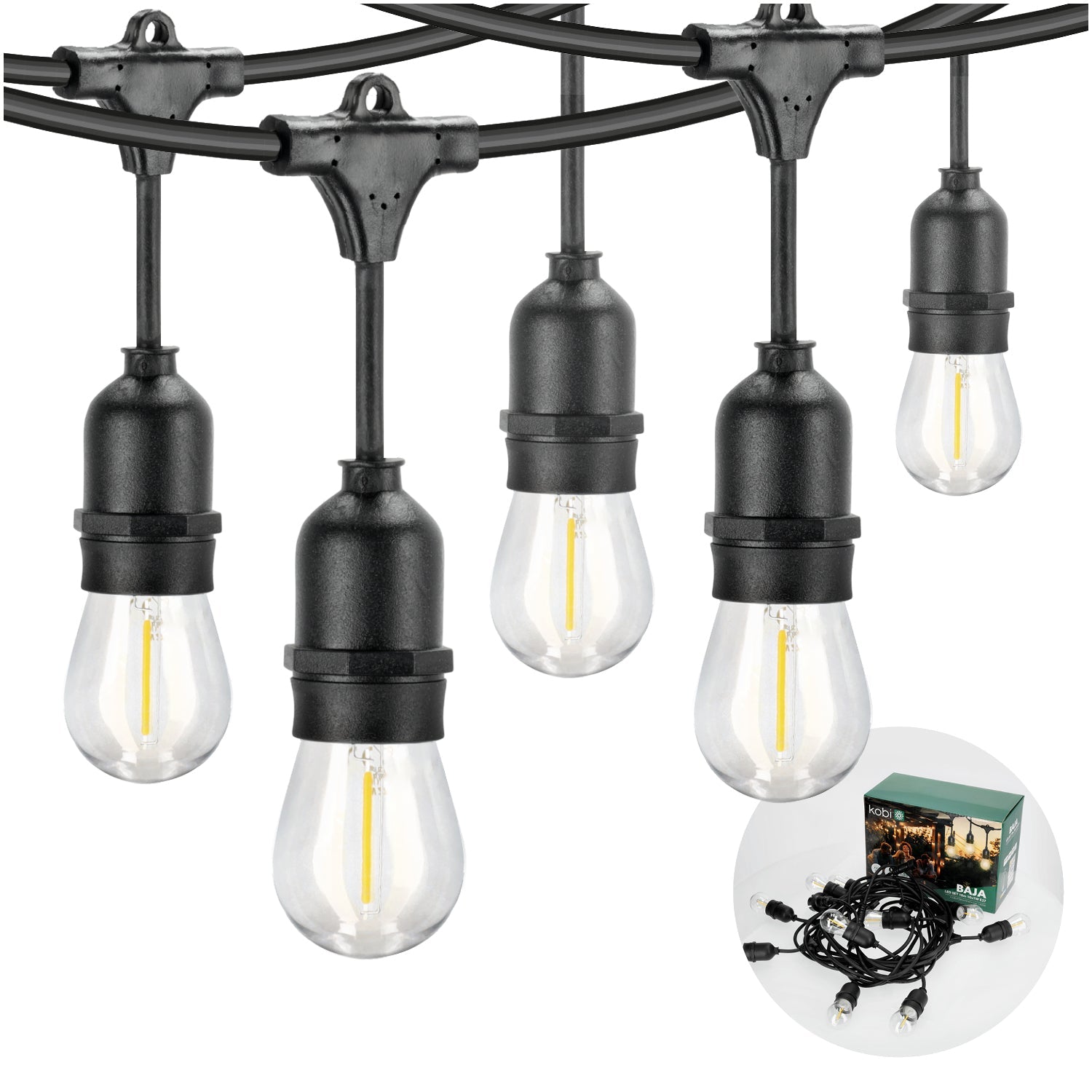 Girlanda ogrodowa LED KOBI BAJA ozdobna 10m + 10 żarówek barwa ciepła na taras - LAITICA