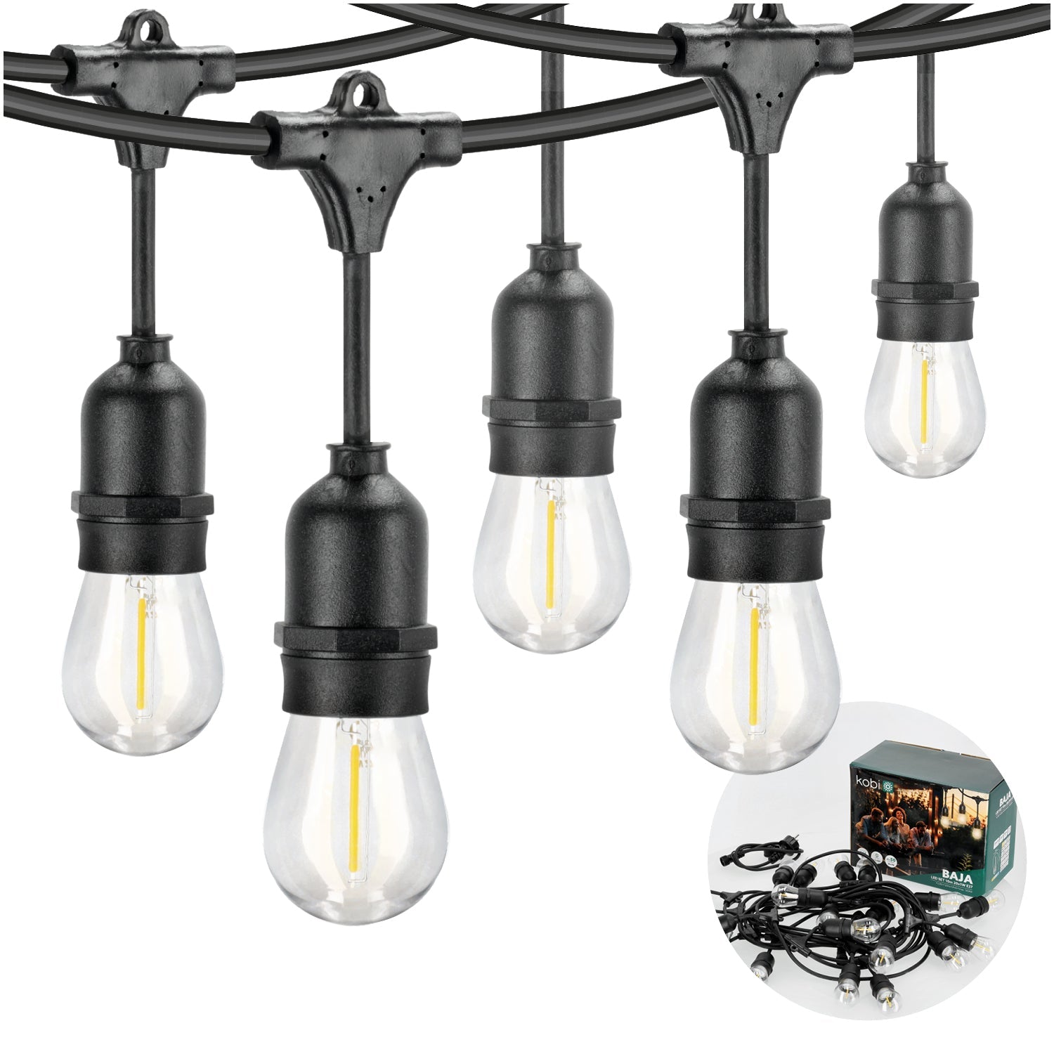 Girlanda ogrodowa LED KOBI BAJA ozdobna 10m + 20 żarówek barwa ciepła na taras - LAITICA