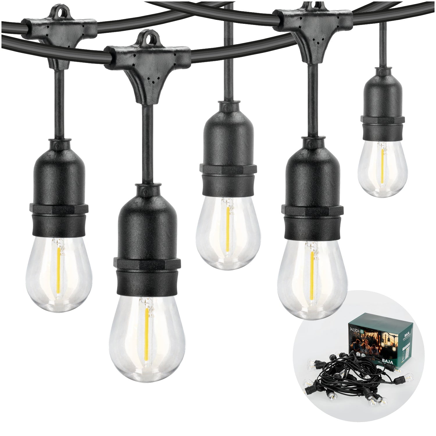 Girlanda ogrodowa LED KOBI BAJA ozdobna 15m + 15 żarówek barwa ciepła na taras - LAITICA