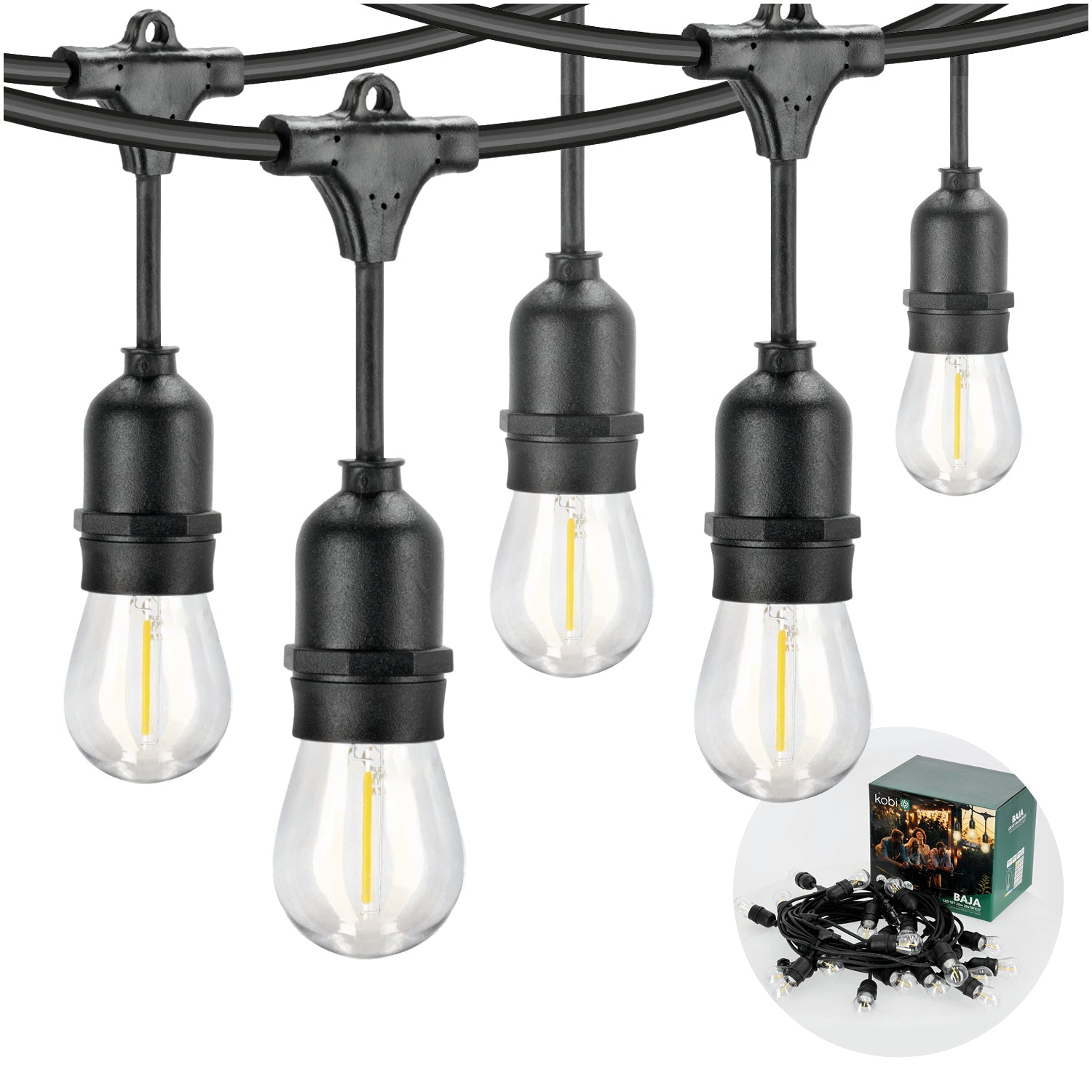 Girlanda ogrodowa LED KOBI BAJA ozdobna 20m + 20 żarówek barwa ciepła na taras - LAITICA