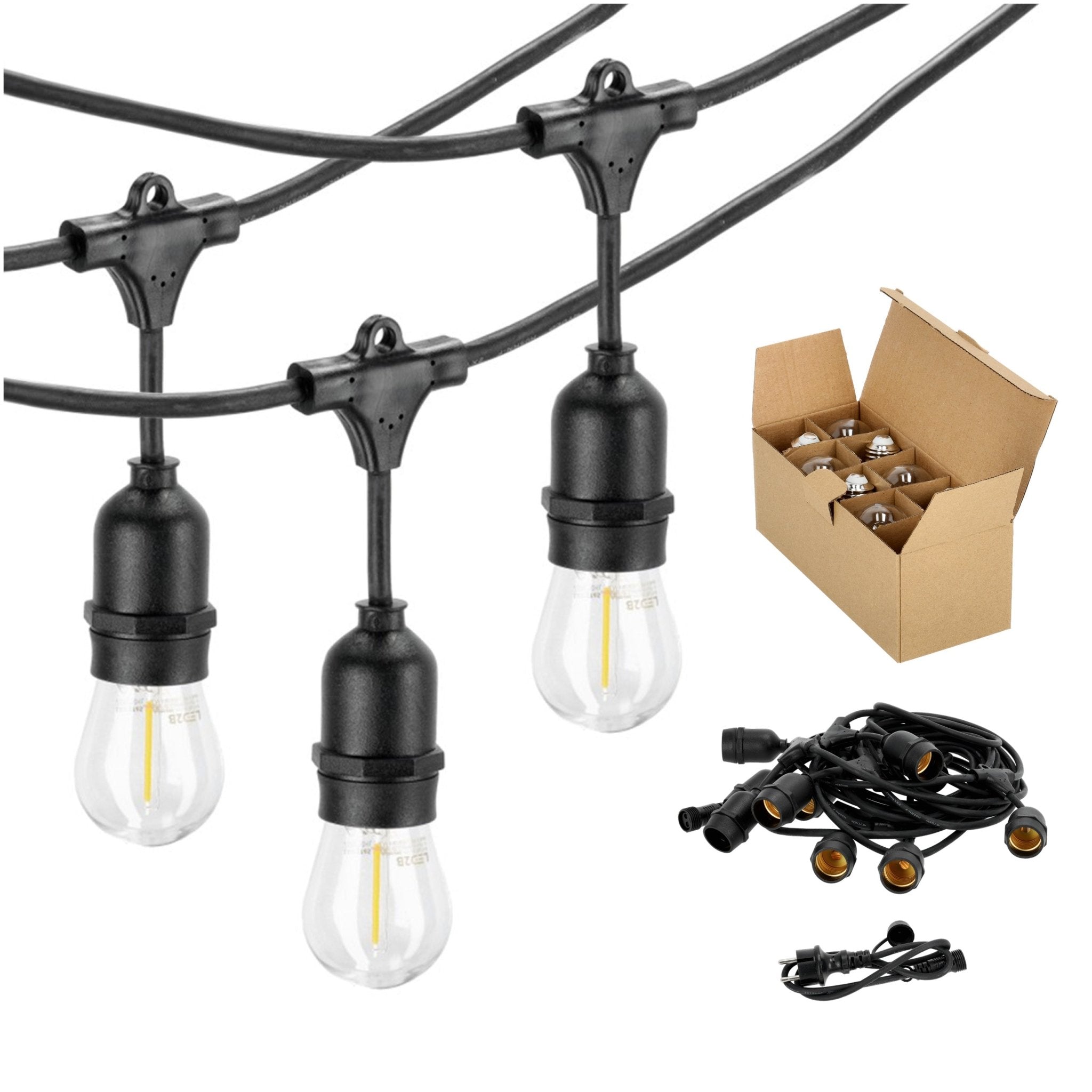 Girlanda Ogrodowa LED Zewnętrzna 10m + 10 Żarówek E27 1W 3000K Ciepła Biel Łańcuch Świetlny IP44 - LAITICA