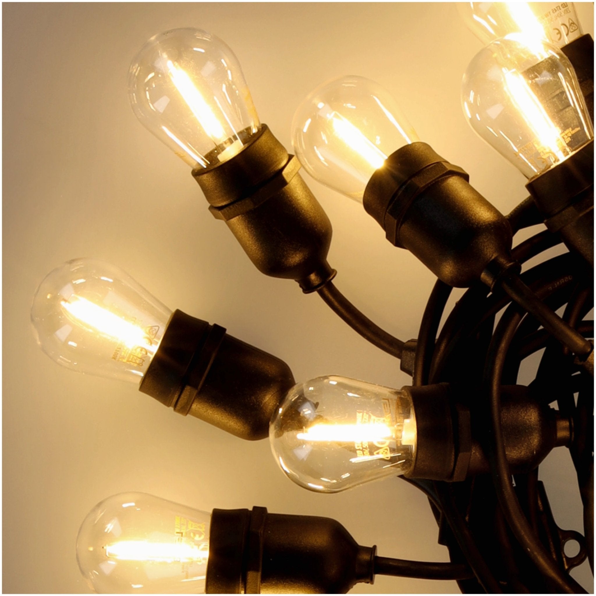 Girlanda Ogrodowa LED Zewnętrzna 10m + 10 Żarówek E27 1W 3000K Ciepła Biel Łańcuch Świetlny IP44 - LAITICA