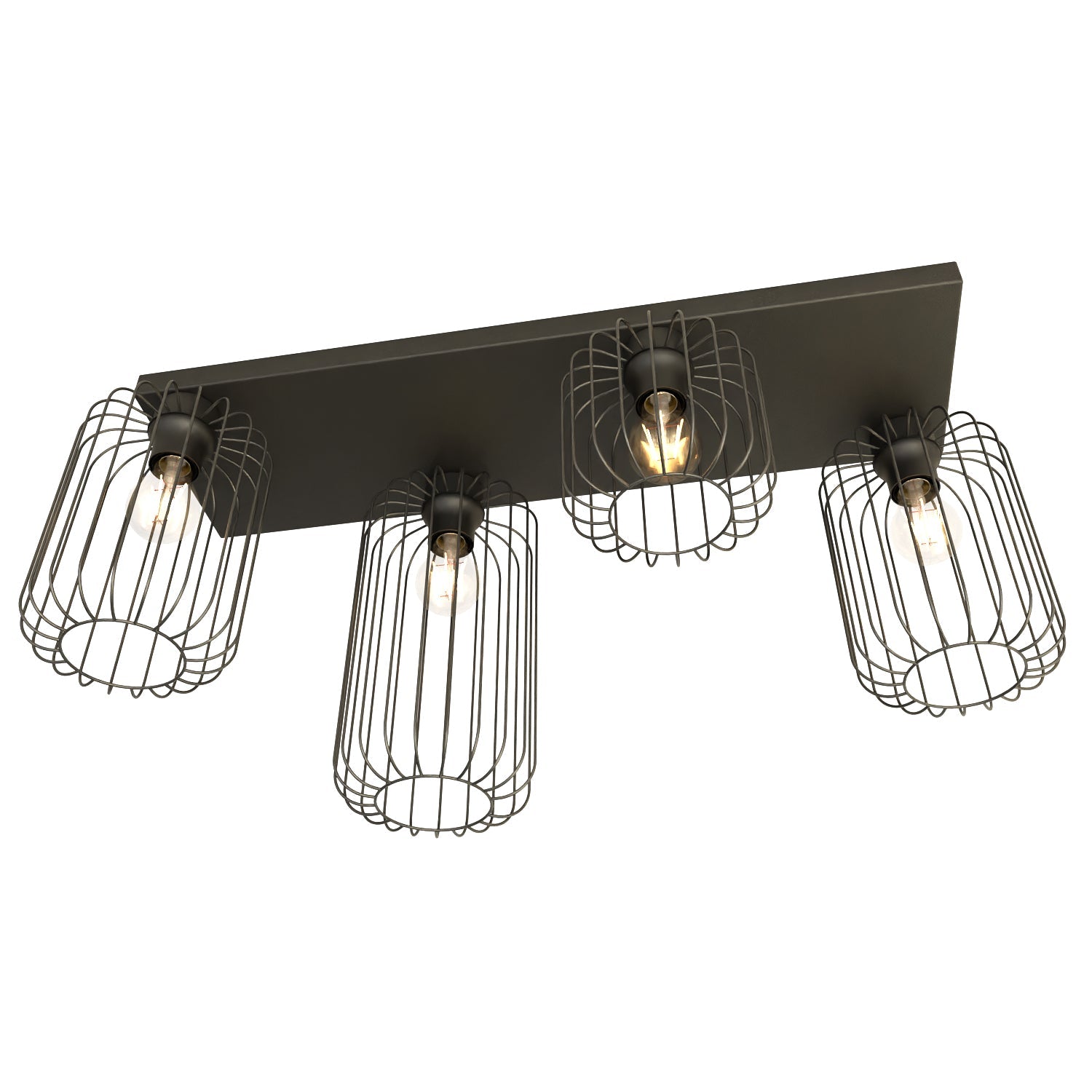 Industrialna Lampa Sufitowa LIMA 4 Klosze E27 Czarna Druciana LOFT Duża - LAITICA