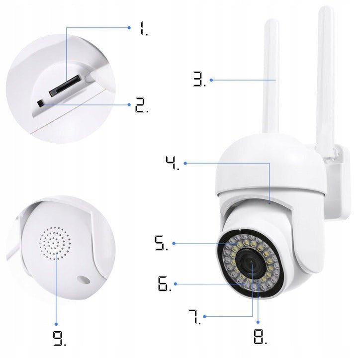 KAMERA OBROTOWA SMART WIFI IP ZEWNĘTRZNA FULL HD 2MP 1080p ZOOM 4x DETEKCJA - LAITICA