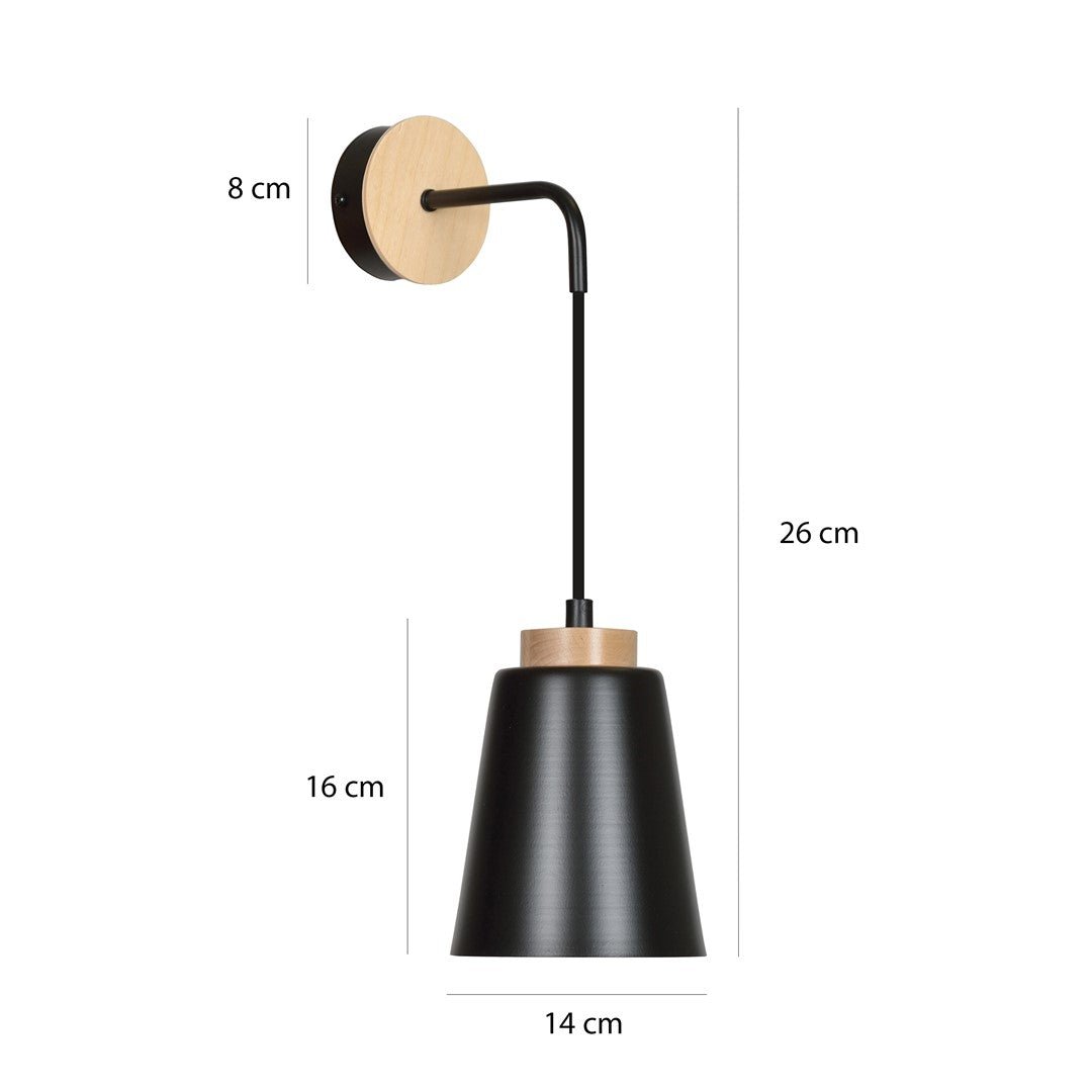 Kinkiet BOLERO K1 BLACK skandynawski, drewno, czarny - LAITICA