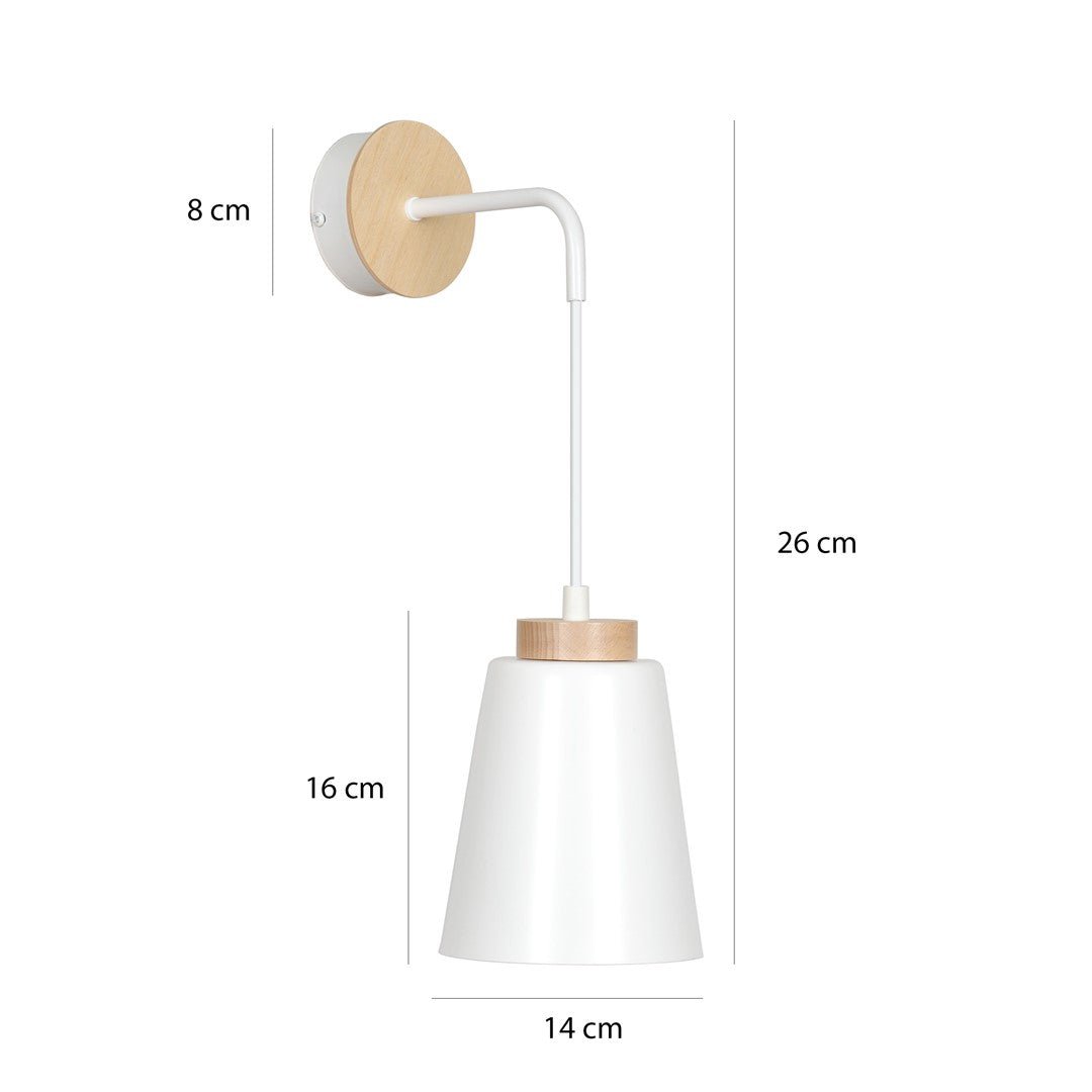 Kinkiet BOLERO K1 WHITE skandynawski, drewno, biały - LAITICA