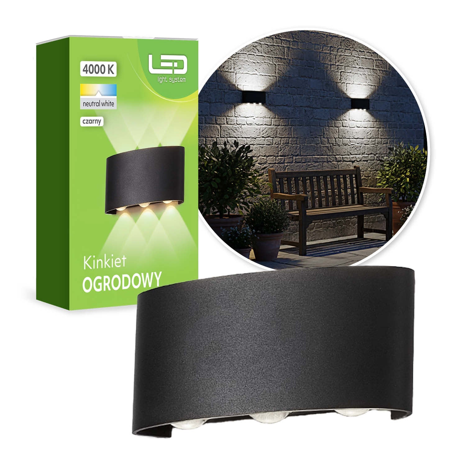 Kinkiet Elewacyjny LED Góra Dół 6W 4000K Lampa Ścienna Zewnętrzna - LAITICA