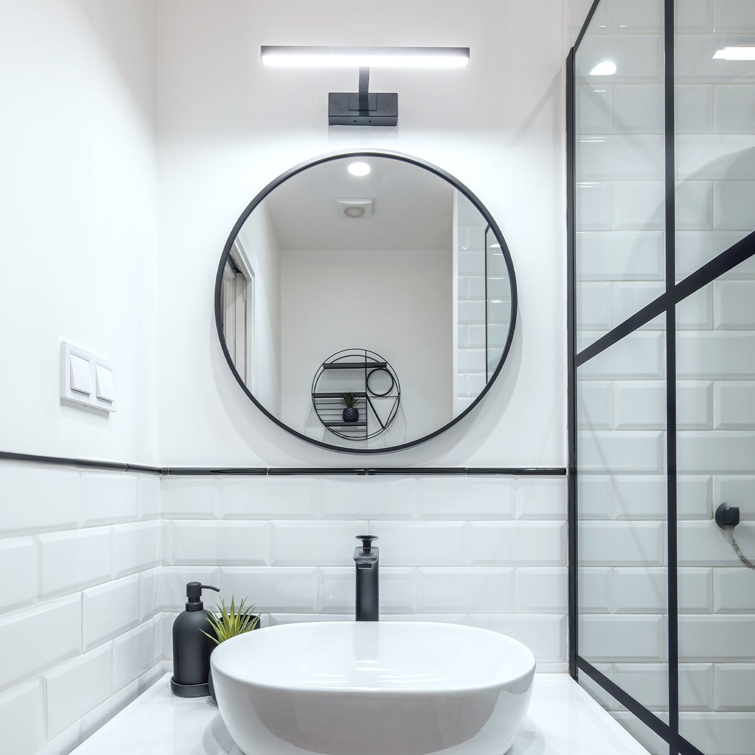 Kinkiet łazienkowy LED 8W lampa ścienna nad lustro CZARNY wodoodporny IP44 - LAITICA