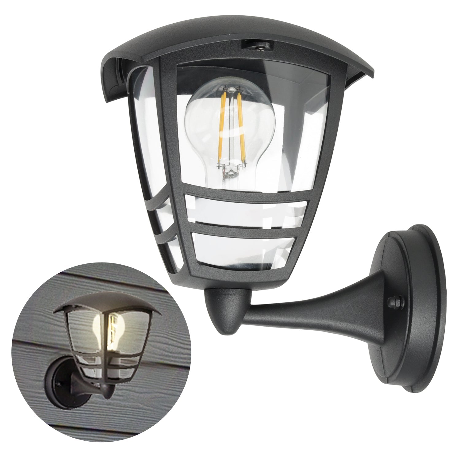 Kinkiet ogrodowy 1xE27 IP54 Lampa elewacyjna czarna - LAITICA