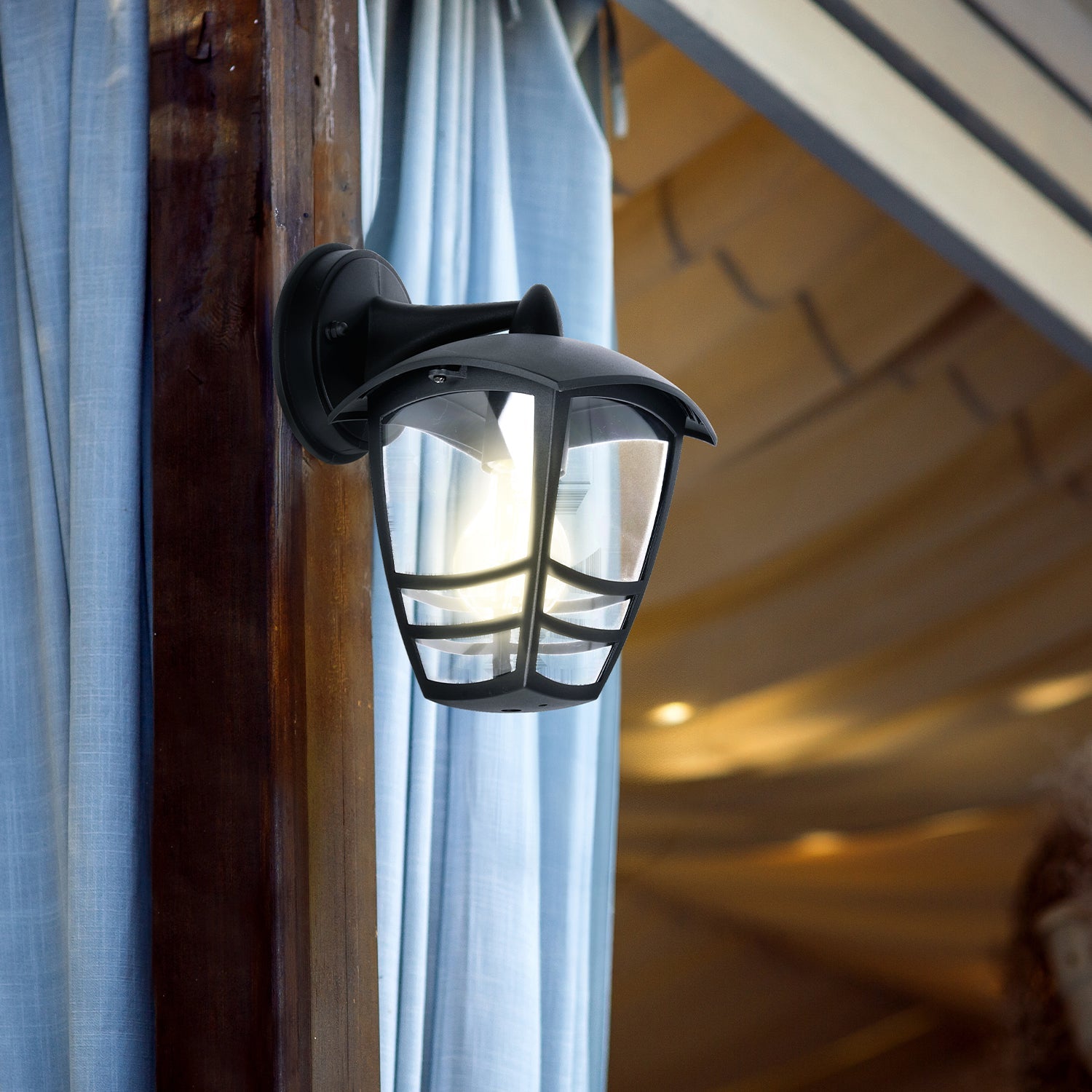 Kinkiet ogrodowy 1xE27 IP54 Lampa elewacyjna czarna DÓŁ - LAITICA