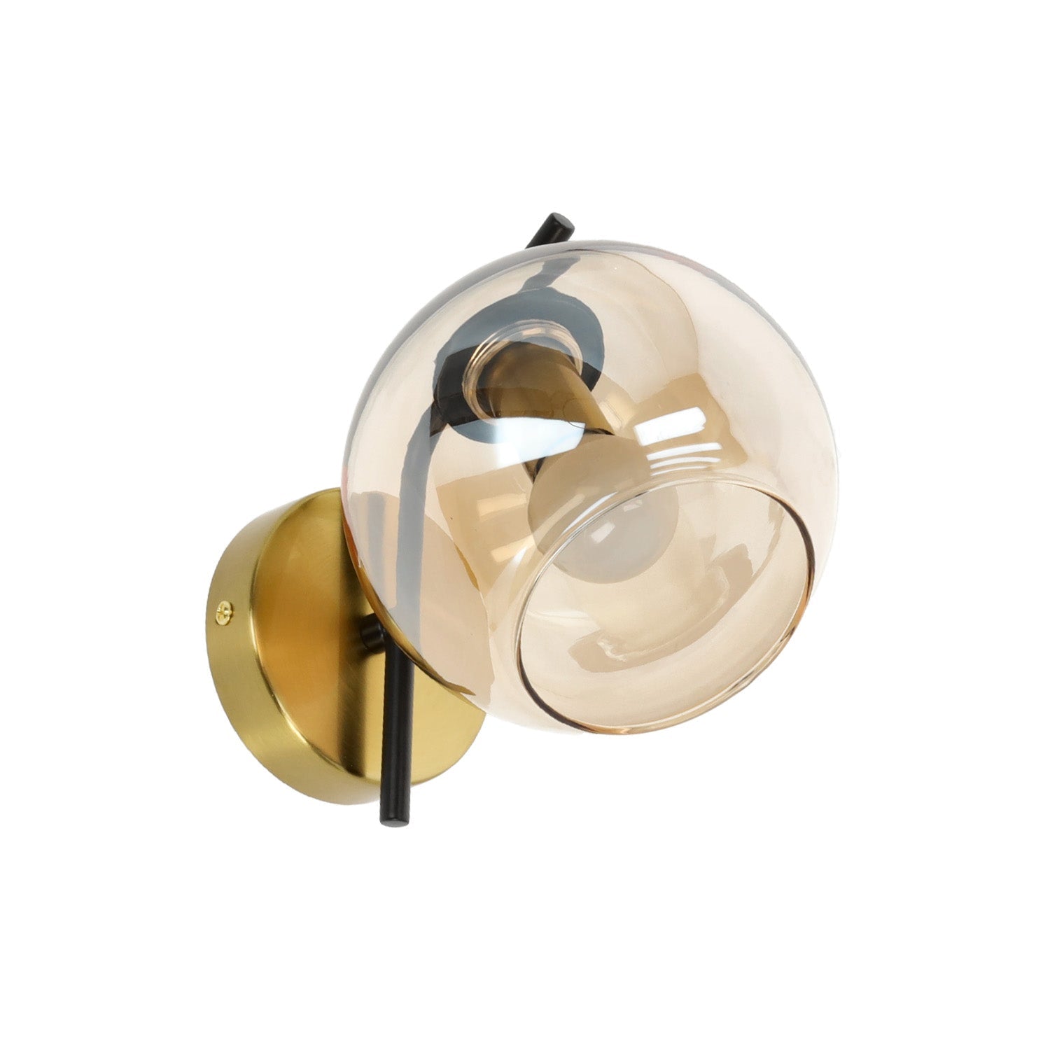 Kinkiet Ścienny 1xE14 Szklany Bursztynowy Klosz Elegancka Lampa - LAITICA