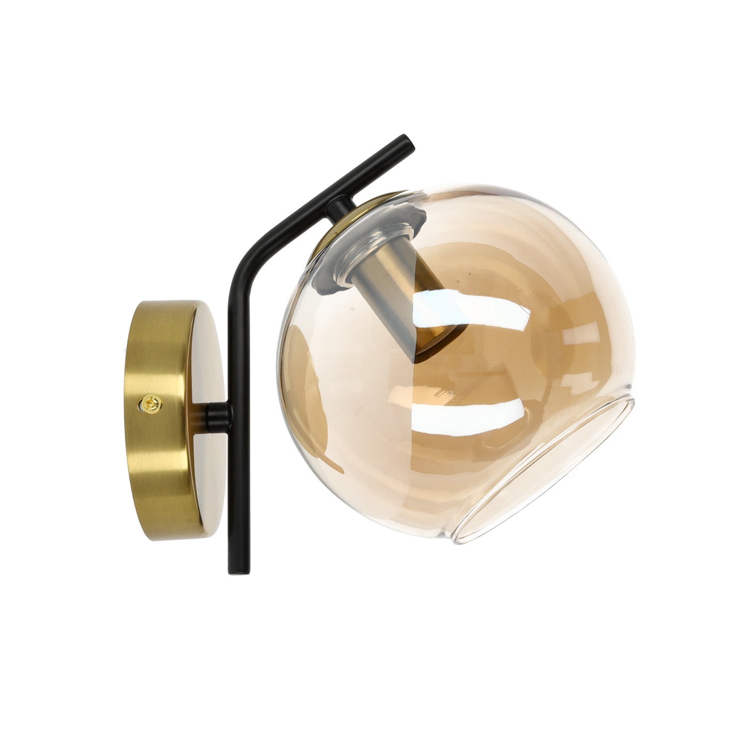 Kinkiet Ścienny 1xE14 Szklany Bursztynowy Klosz Elegancka Lampa - LAITICA