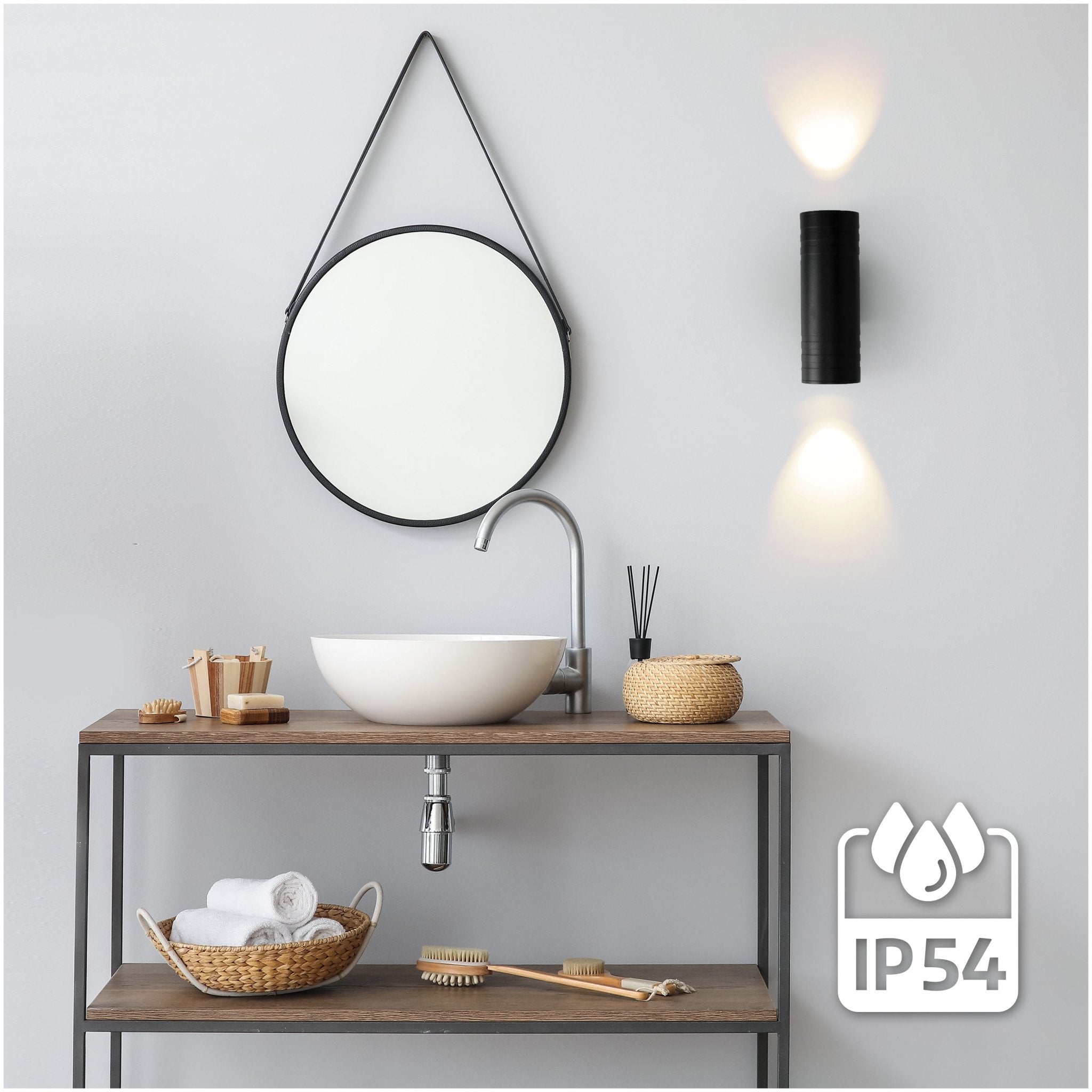 Kinkiet ścienny AVA 5 dwustronny OKRĄGŁY CZARNY wodoodporny GU10 do ogrodu - LAITICA