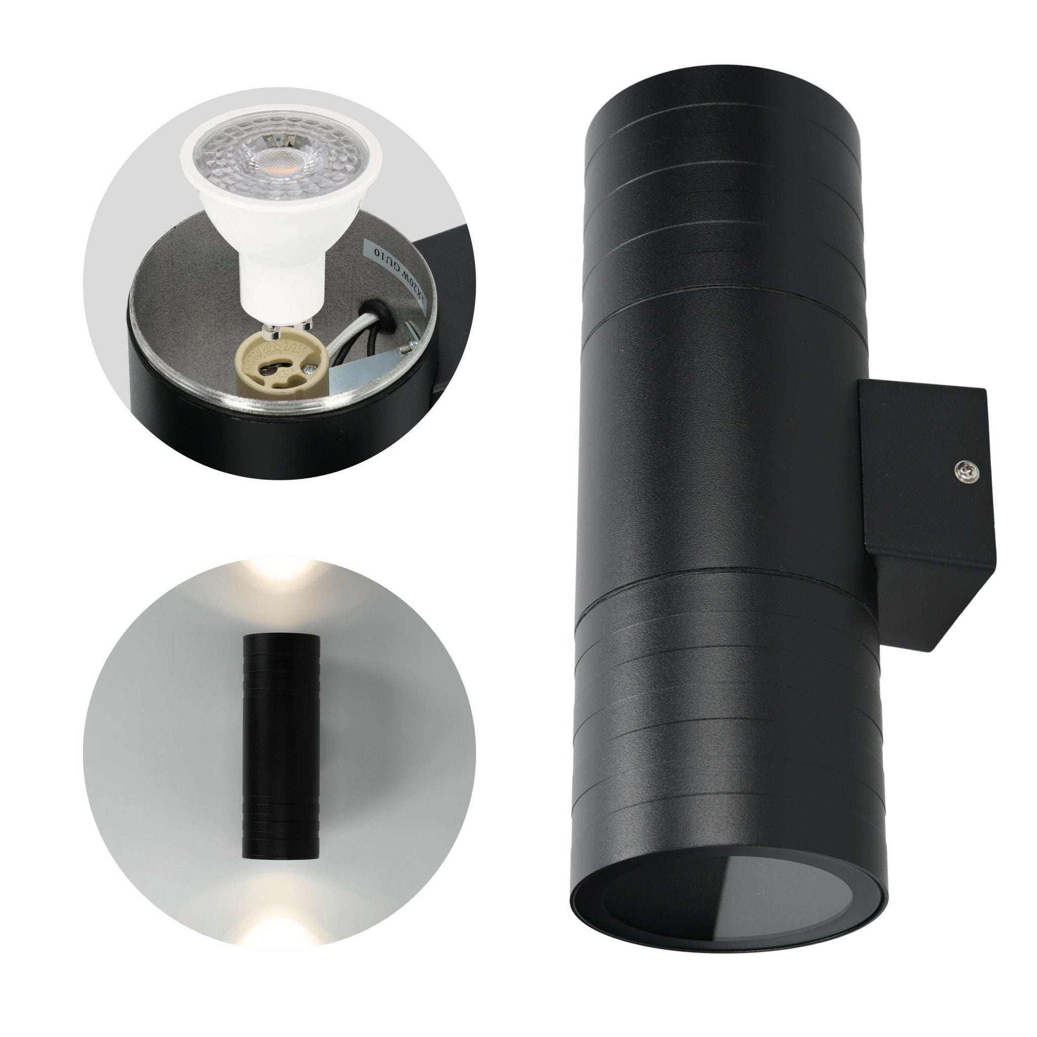 Kinkiet ścienny AVA 5 dwustronny OKRĄGŁY CZARNY wodoodporny GU10 do ogrodu - LAITICA