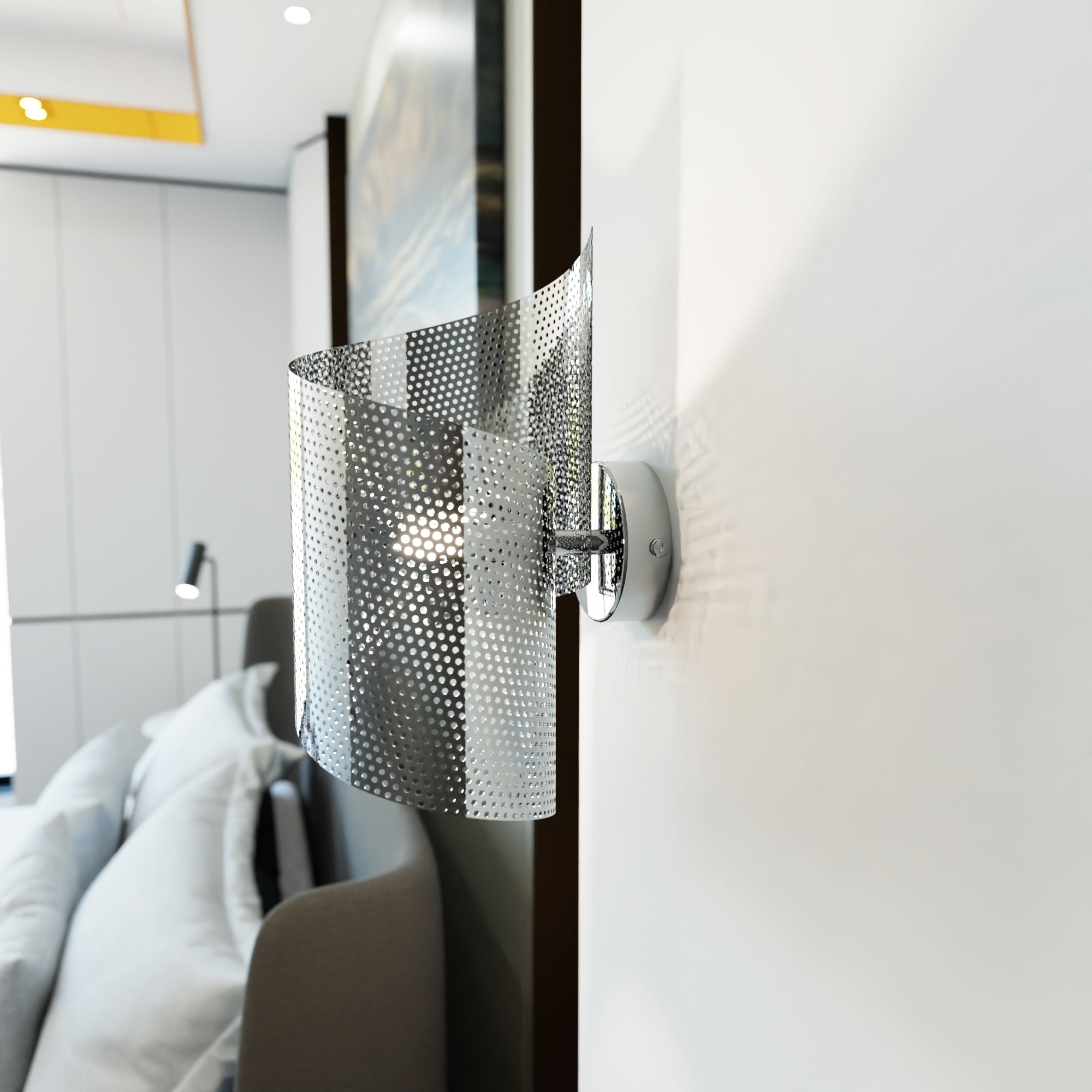Kinkiet ścienny INEZ Ażurowy CHROM Metalowy 1xG9 lampa Oryginalny Design - LAITICA