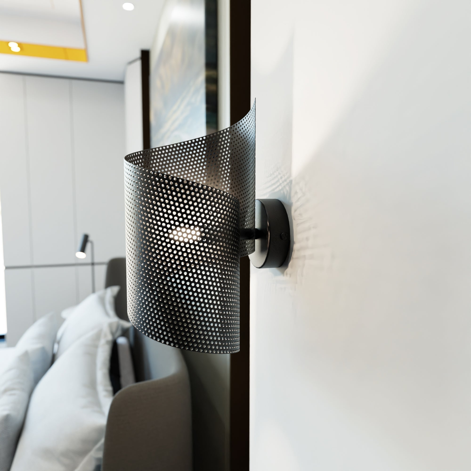Kinkiet ścienny INEZ Ażurowy CZARNY Metalowy 1xG9 lampa Oryginalny Design - LAITICA